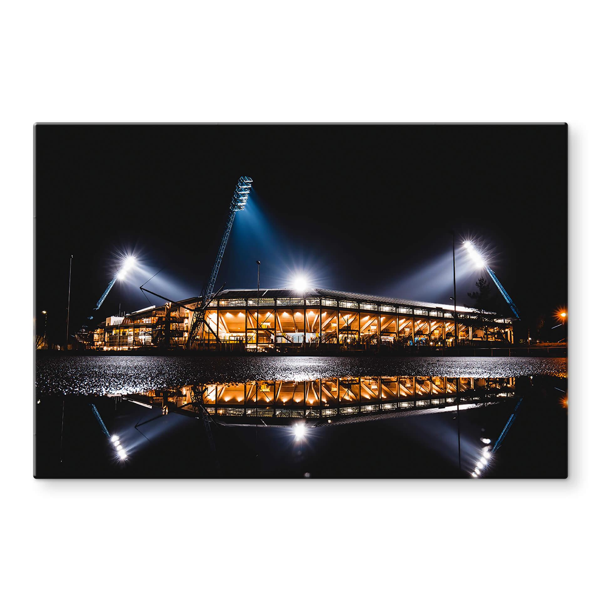 Tableau sur verre Stade du FC Hansa Rostock la nuit - 60x40 cm