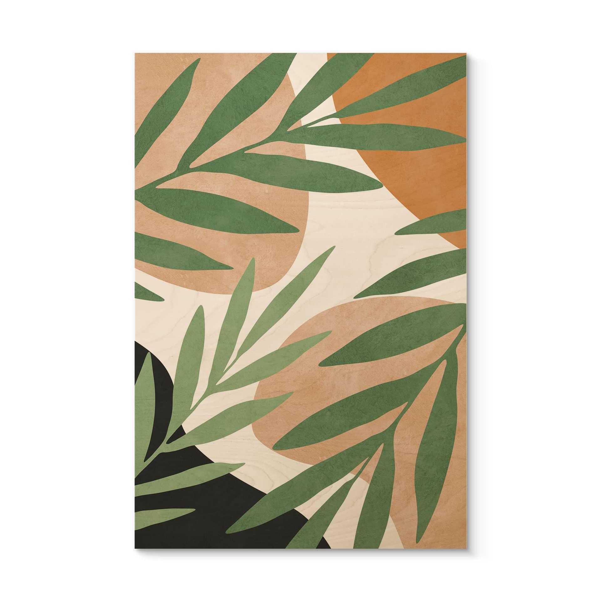 Cuadro de madera Ramas abstractas de aspecto tropical | Ilustración botánica - Costa