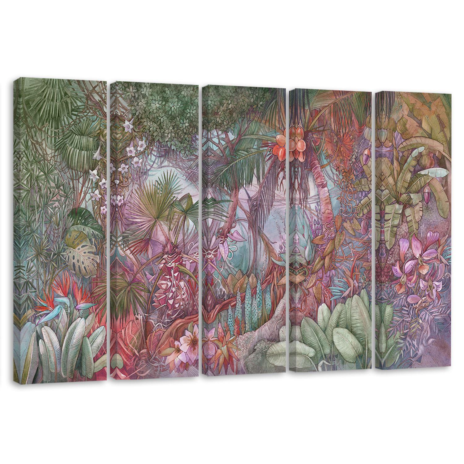 5 stykke lærredstryk Deep Jungle