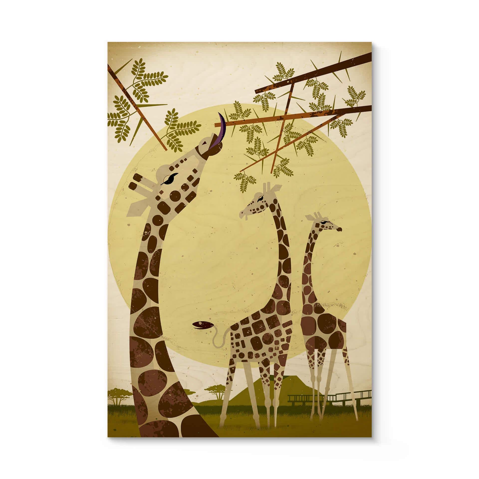 Brunt billede af træ - Giraffer