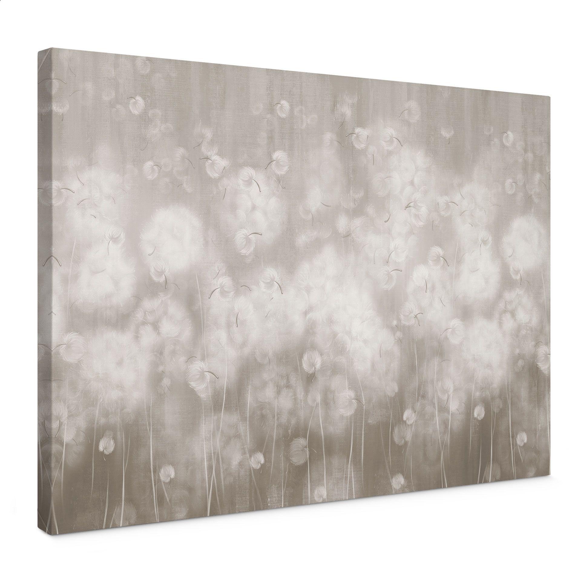 Canvas schilderij Paardenbloemen droom in beige - Ms Tiff