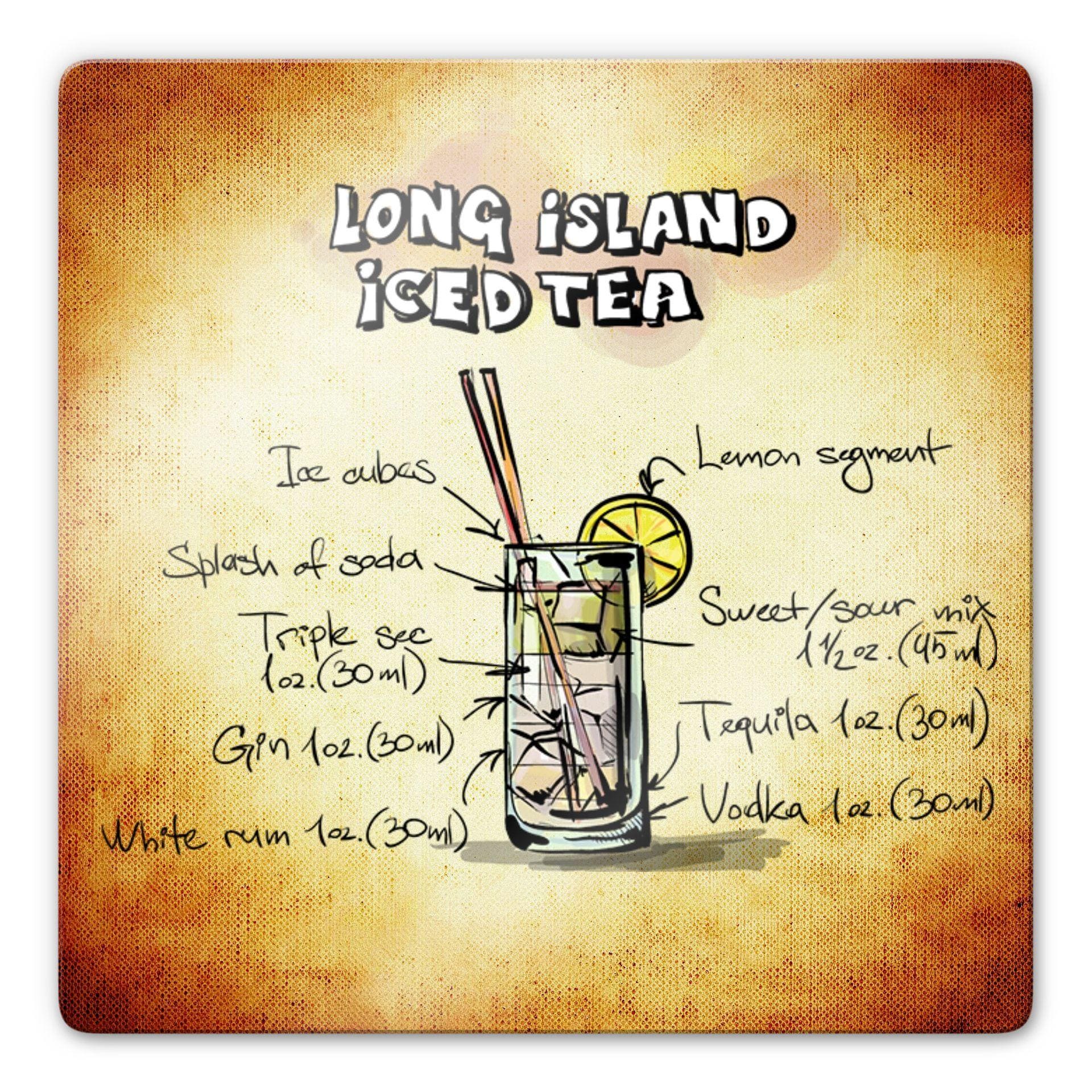Tableau en verre - Long Island Iced Tea - Recette
