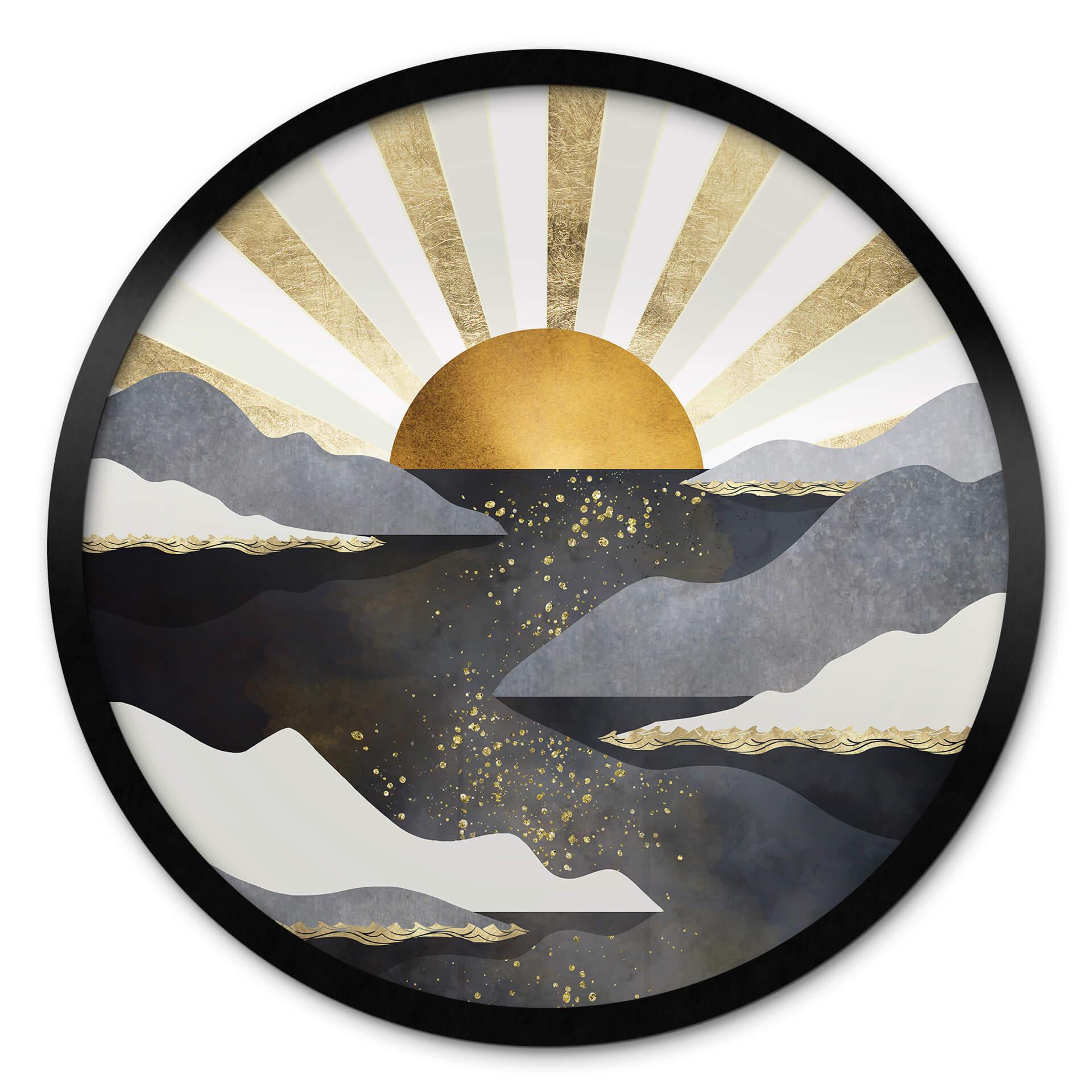 Poster rond SpaceFrog Designs - crépuscule doré