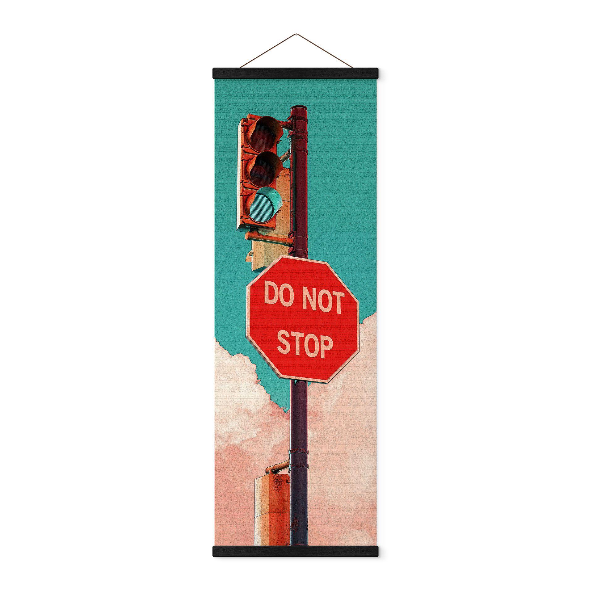 Póster de tela Do Not Stop - Señal delante del cielo azul turquesa - CosmoZach