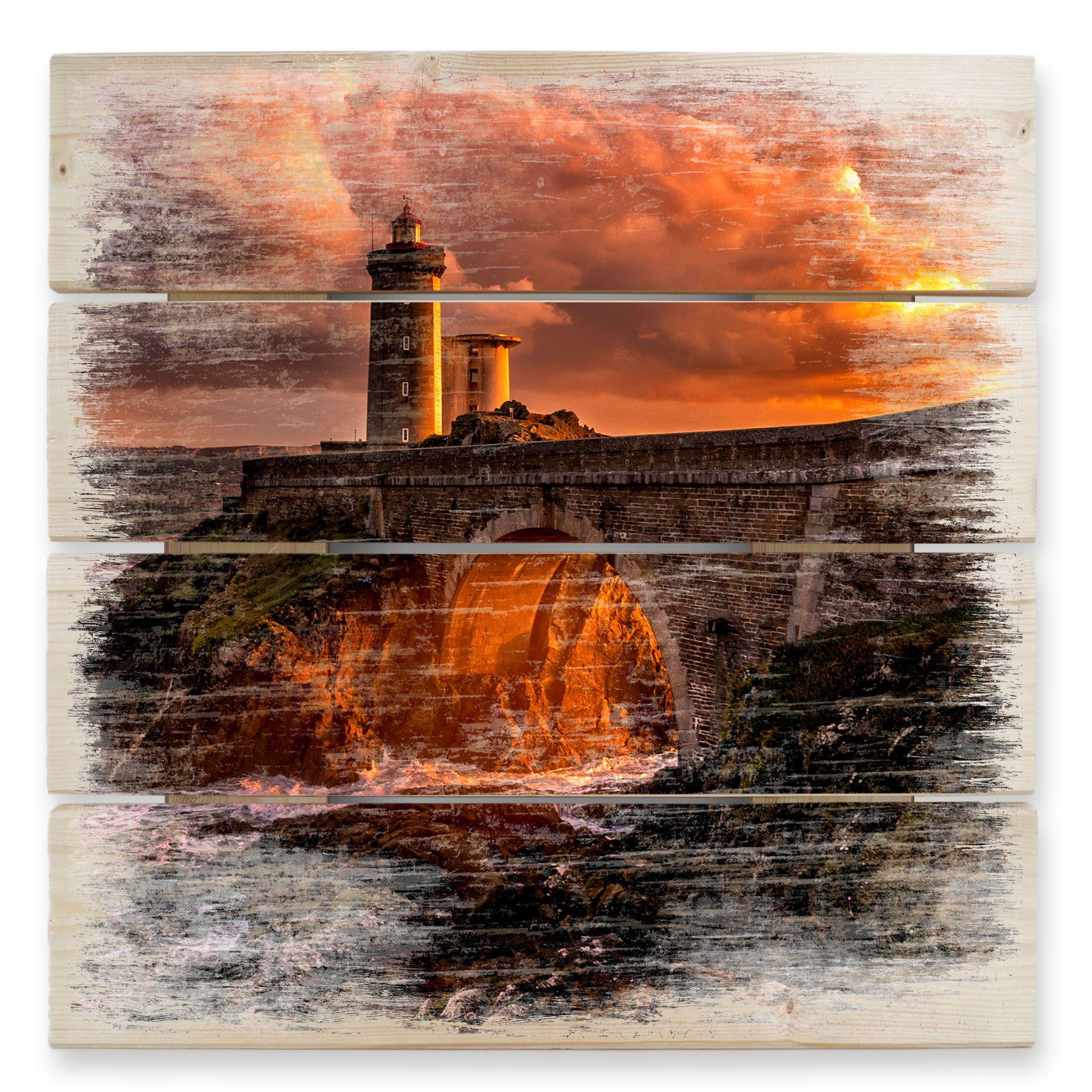 Cuadro de madera Denis - El sol se pone - 40x41,5 cm