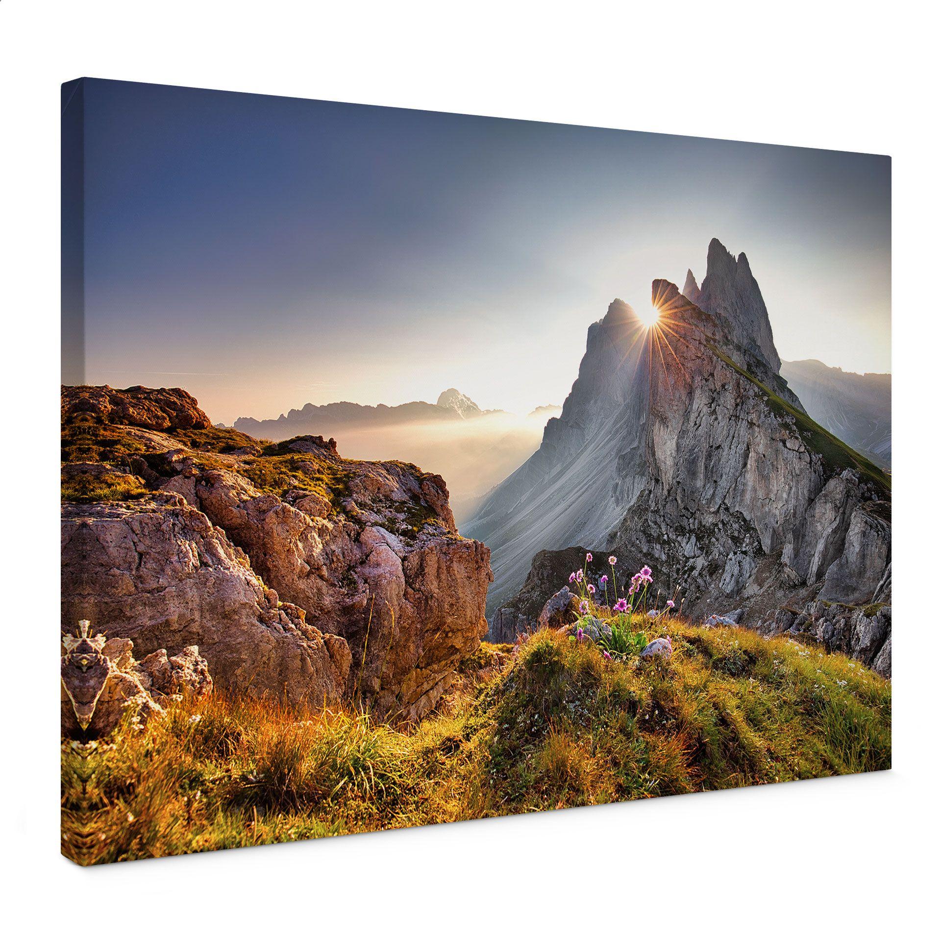 Lienzo Amanecer en las montañas del Tirol del Sur