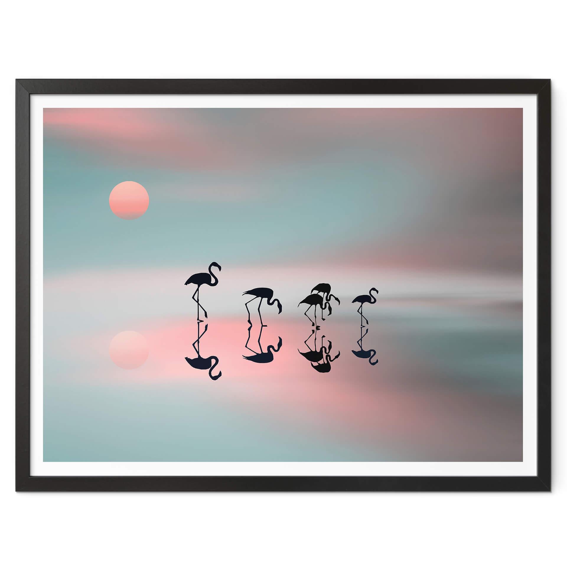 Poster Natalia - Famille de flamants roses