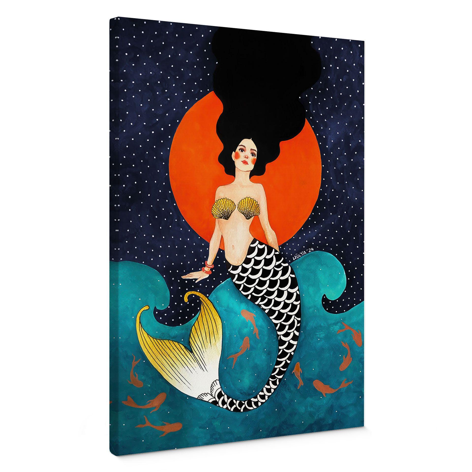Lienzo Sirena a la luz de la luna roja - Hülya