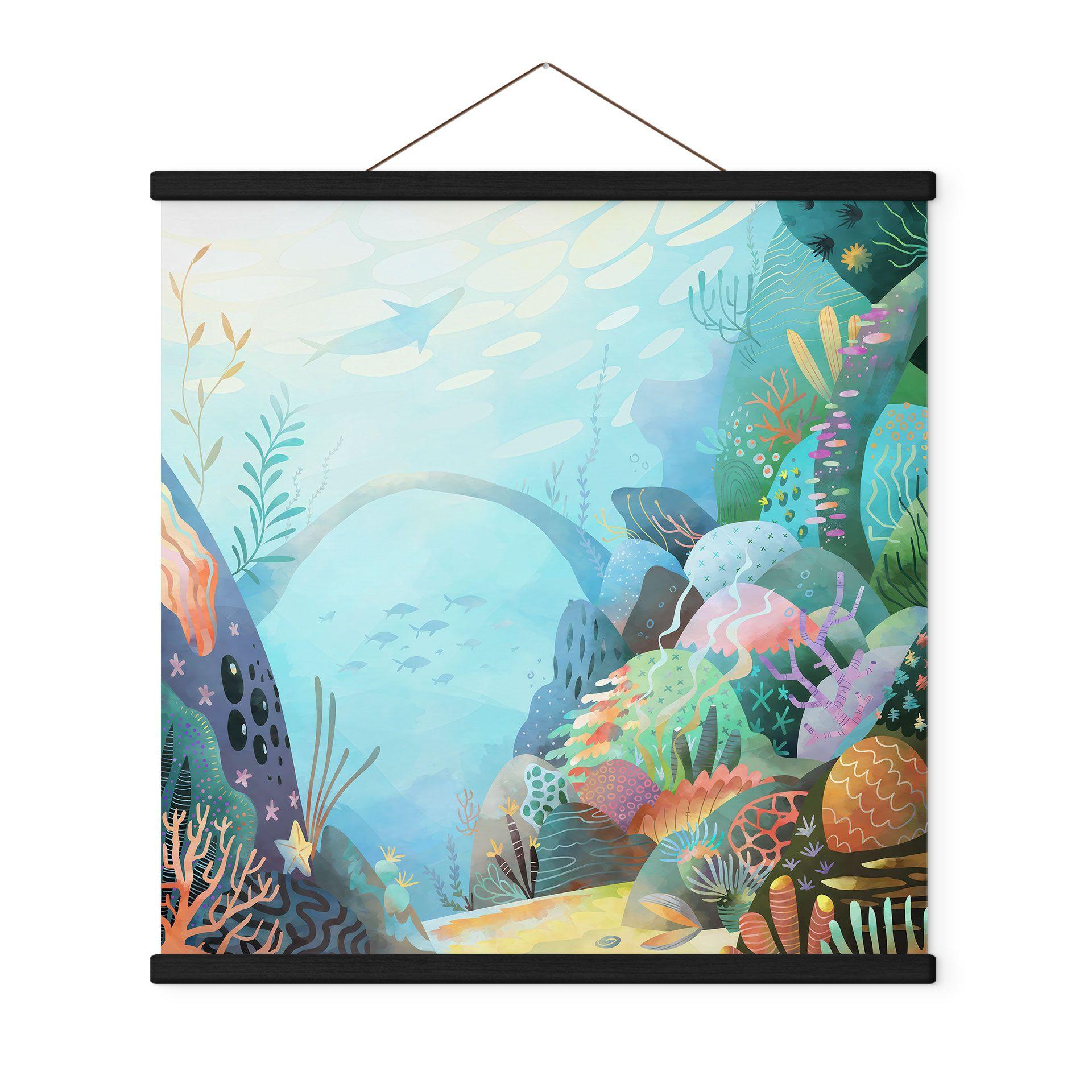 Tekstil plakat koralrev i blå lagune - DigitalArtsi