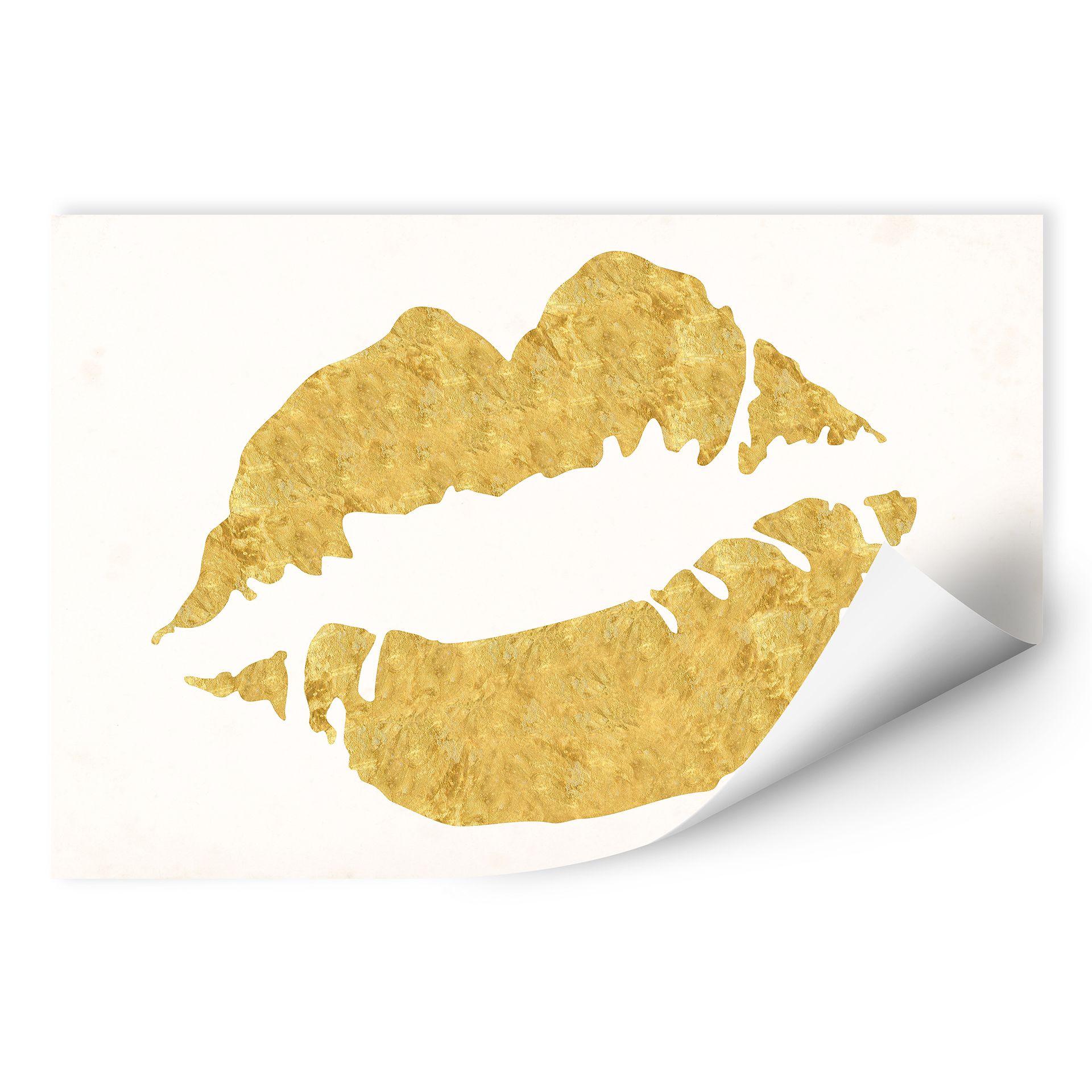Muurprints Gouden Lippen