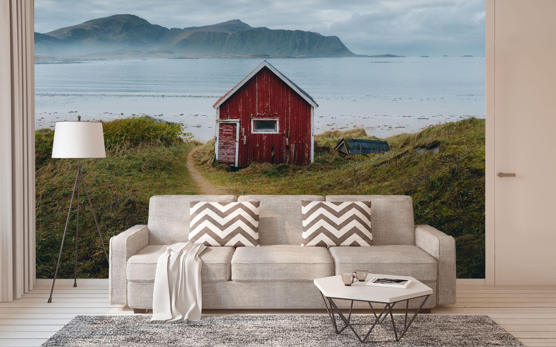 NordicCottage naturtapet i grågrøn - non-woven tapet Designwalls 2 - 2,55 x 3,5 m