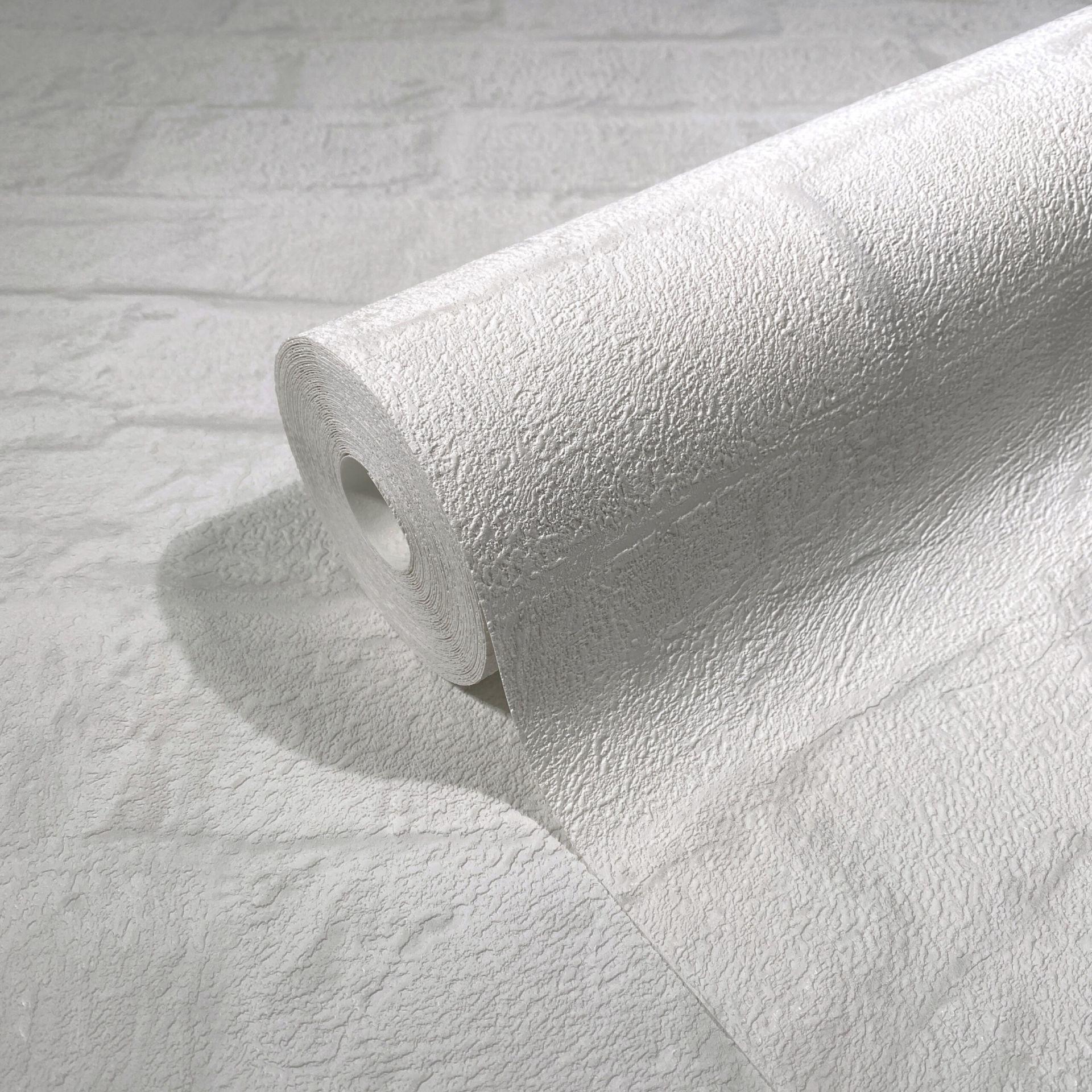 Non-woven tapet i 3D stenmønster hvidt stenmønster 