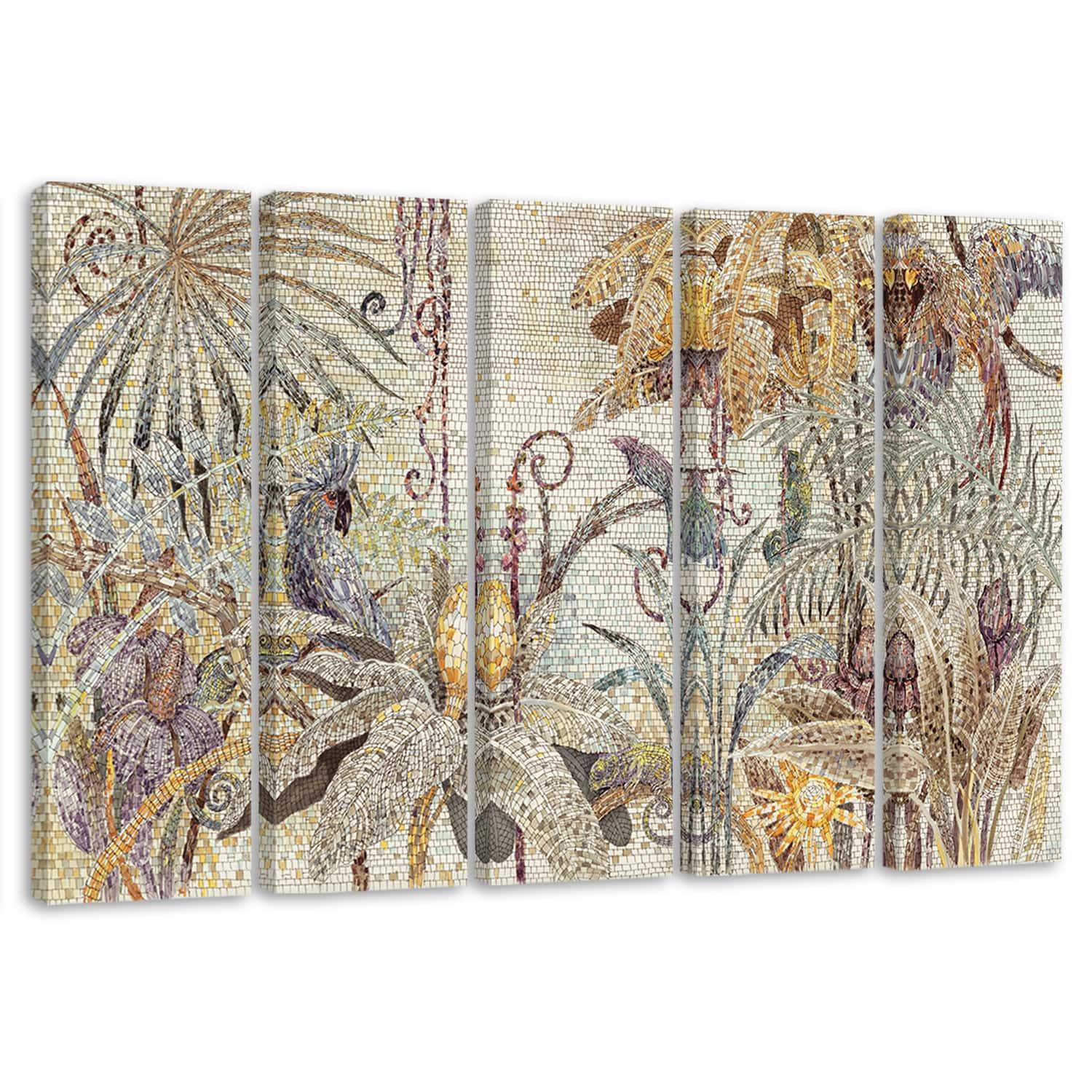 5 stykke lærredstryk Mosaikjungle
