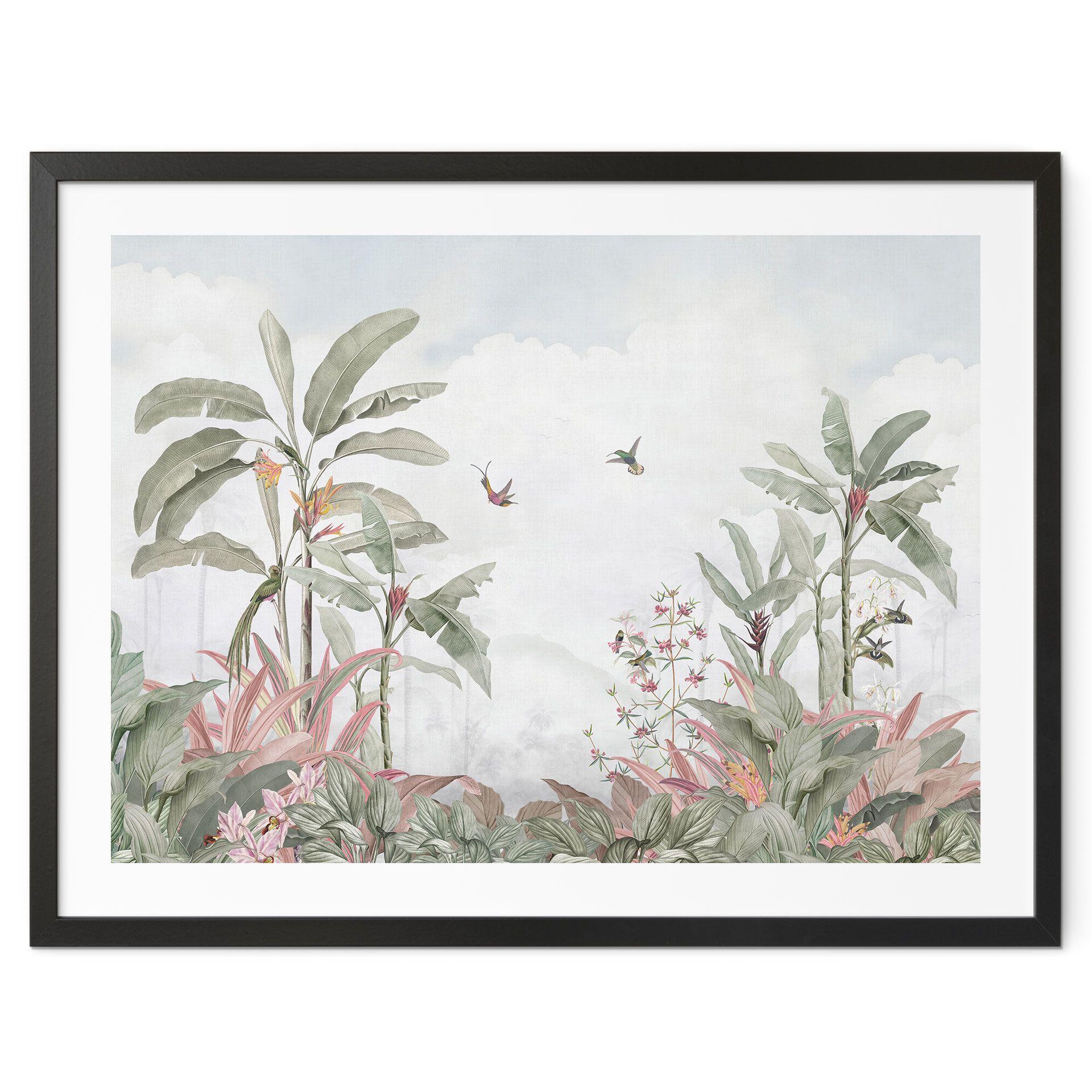 Plakat Tropical Idyll med kolibri blå - Bloomery Decor