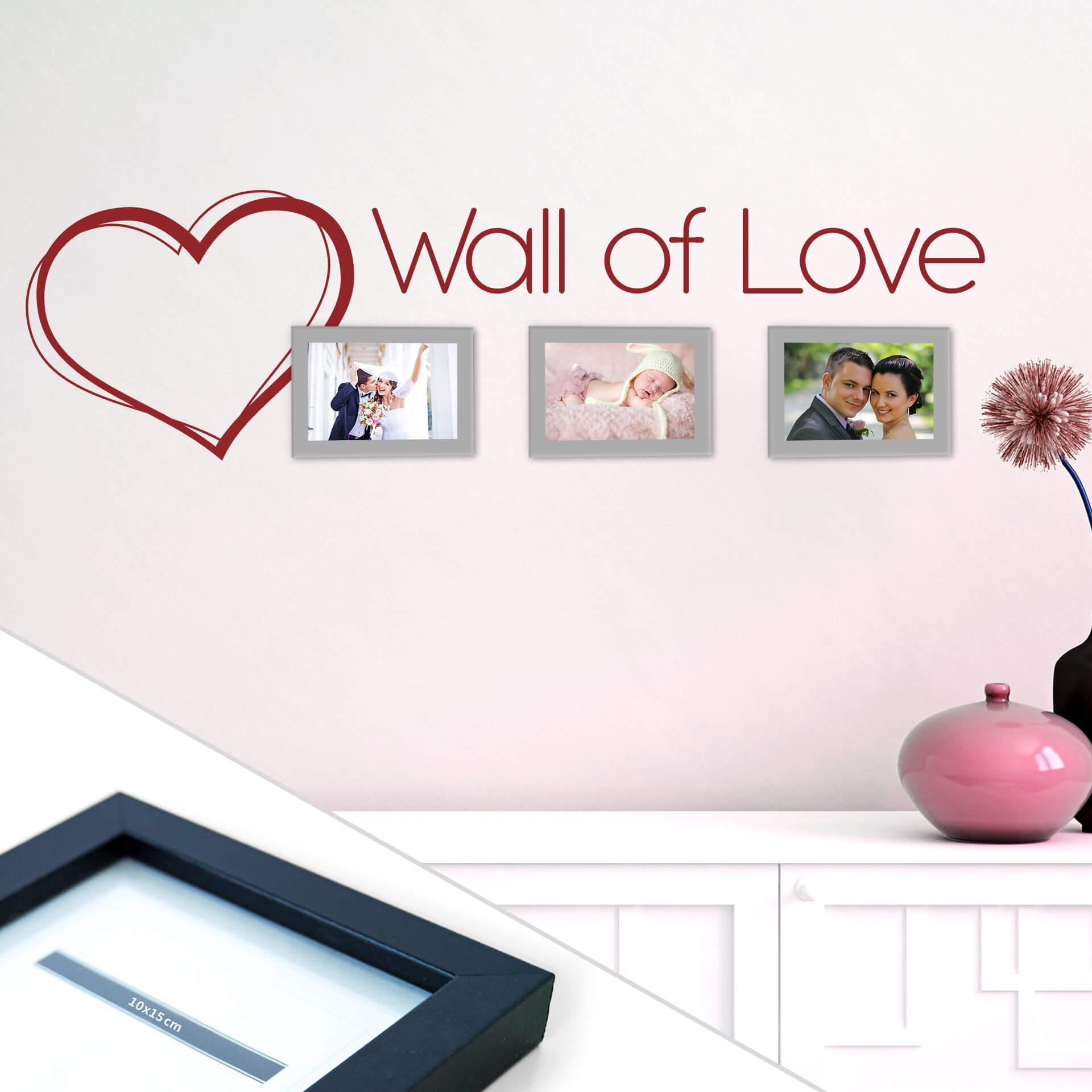 Sticker mural - Wall of Love incl. 3 cadres photos
