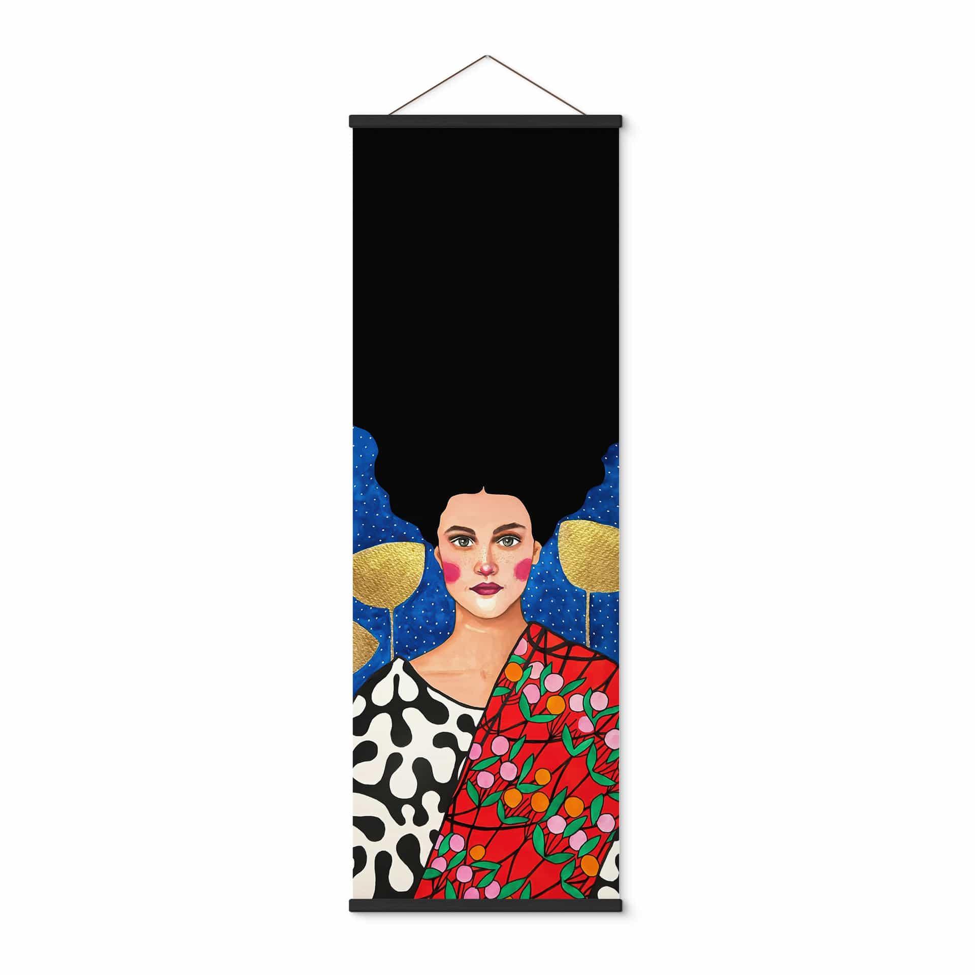 Póster de tela Mujer en un campo con hojas doradas - Hülya - Panorama