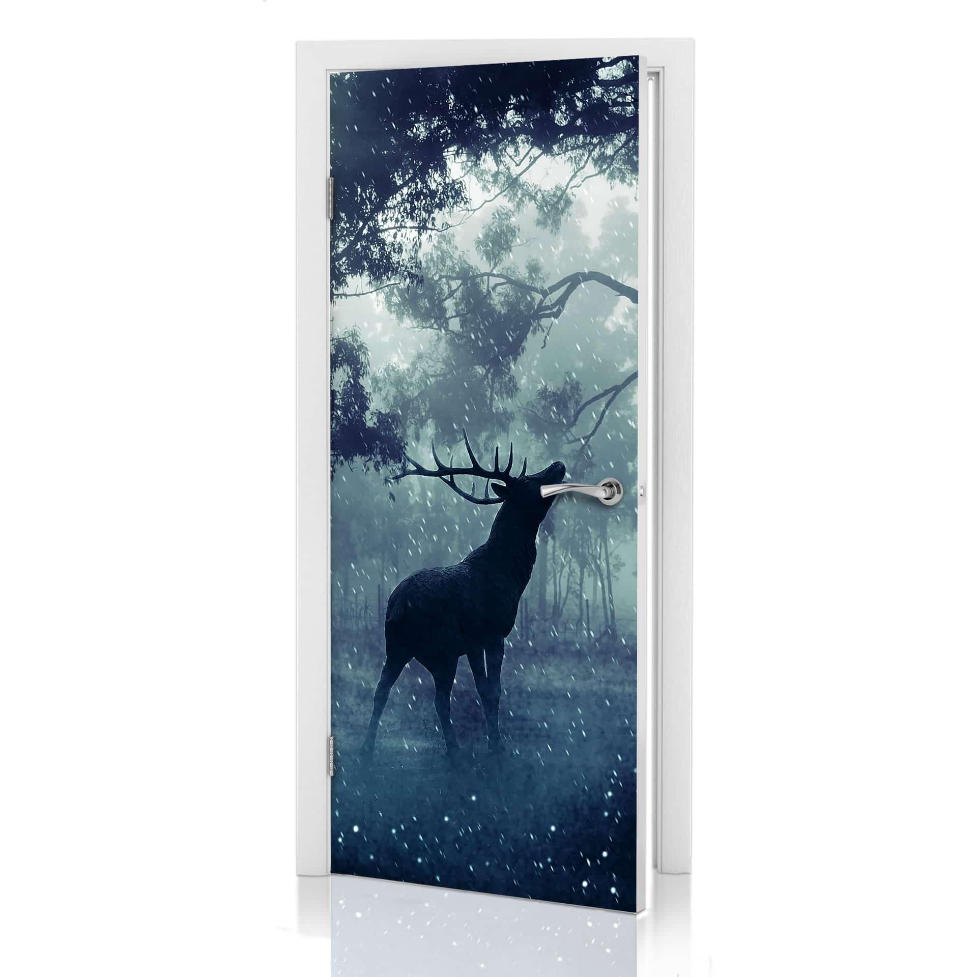 Türdesign Hirsch im Morgenwald 91x200 cm