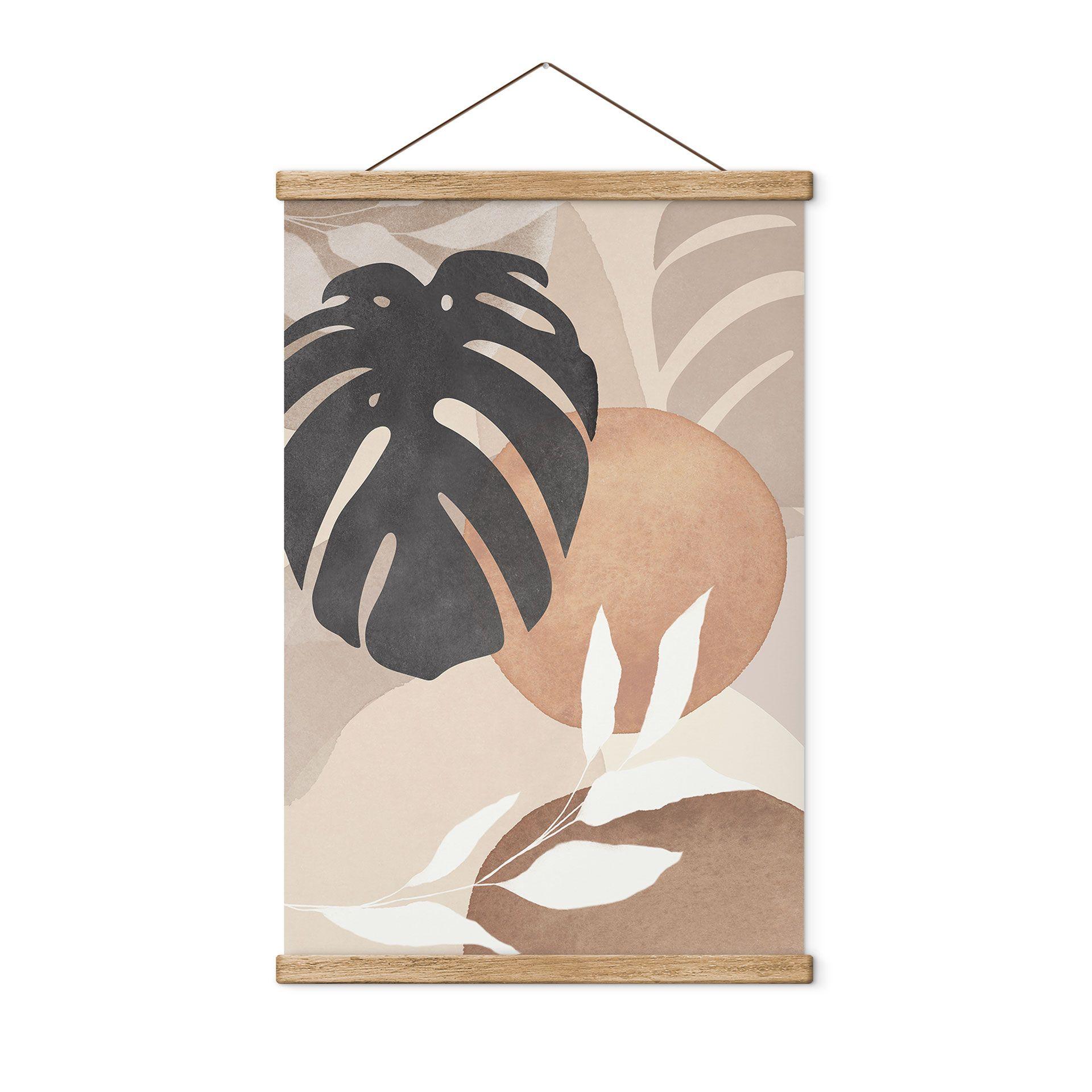 Boho monstera plante Tekstil plakat i naturlige farver - Melloi Art Prints