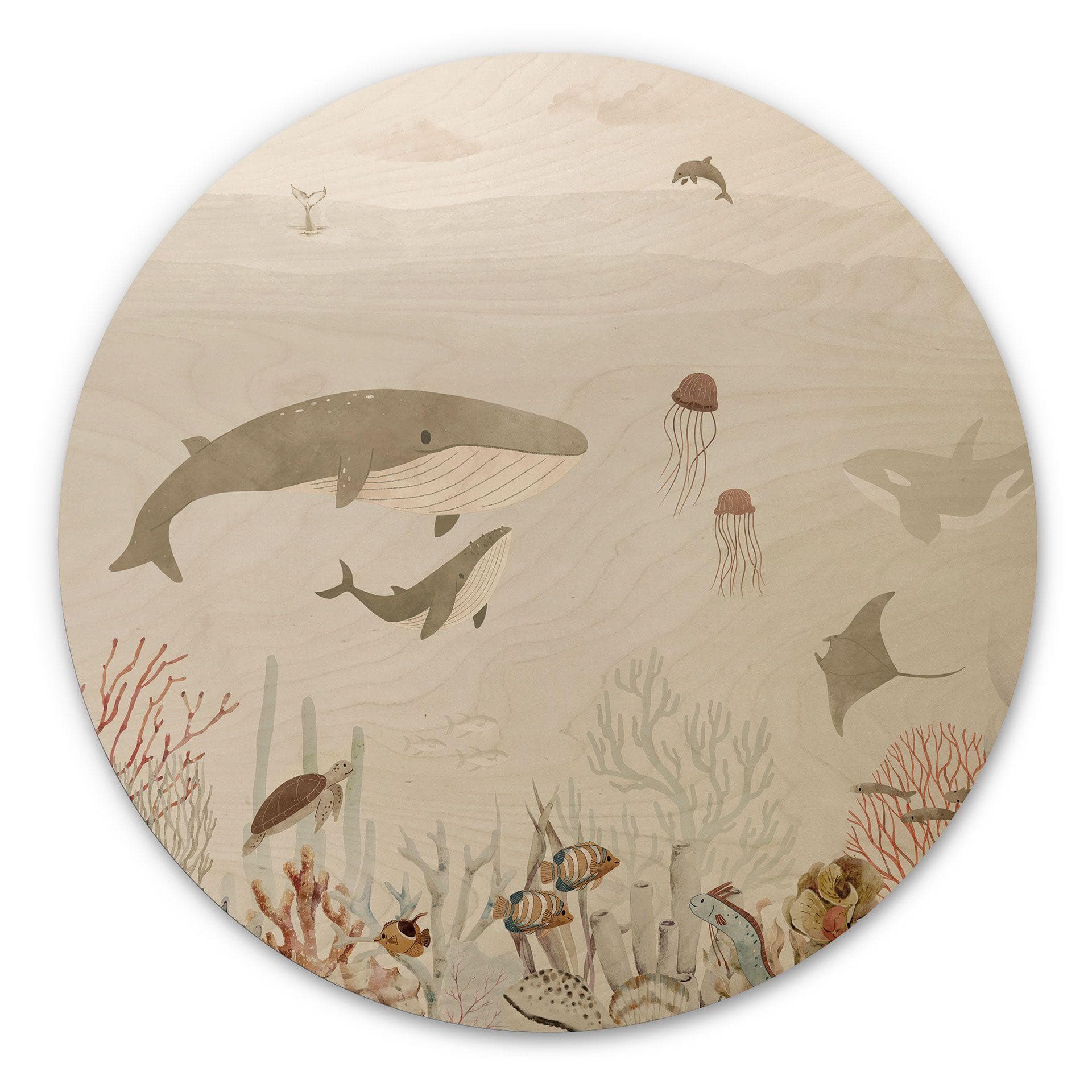 Cuadro de madera para niños - Las ballenas y sus amigos en el mundo submarino - Oliver Robins - Redo