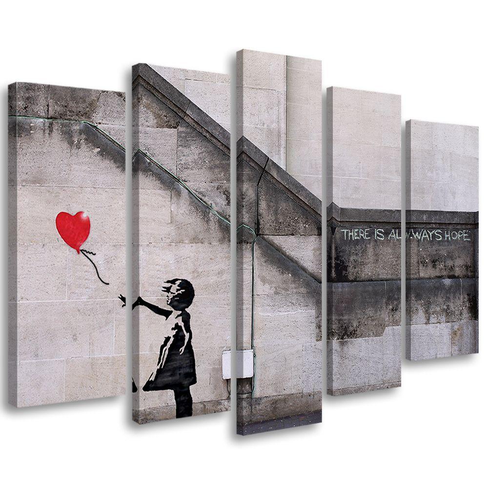 5 stykke lærredstryk, Banksy Balloon Girl