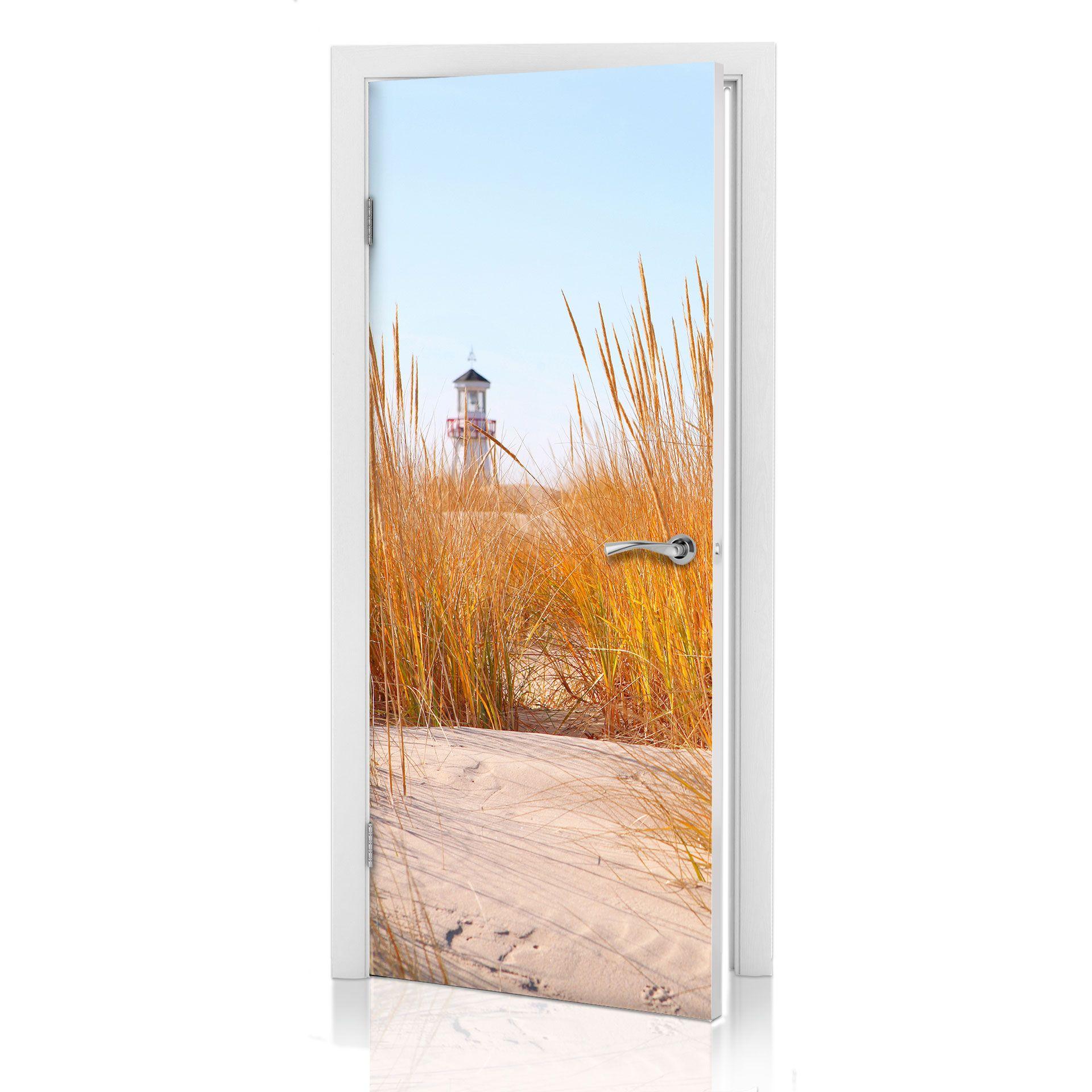 Türdesign Leuchtturm im Strandfeld 91x200 cm