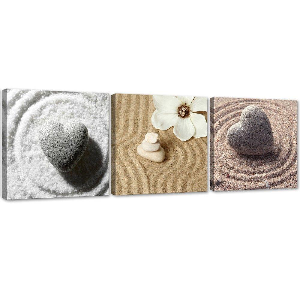 3-delt lærredsprint Heart Zen Sand