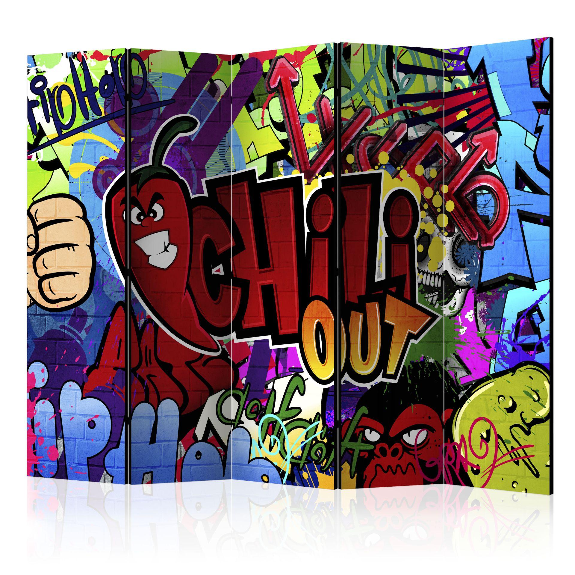 Rumdeler - Graffiti - Chilli fra, 5-delt - 225x172 cm