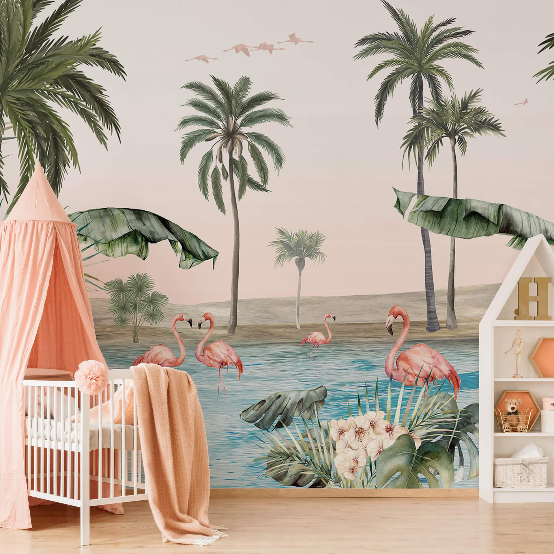 Kikki Belle - Fotomural de Flamingo oasis