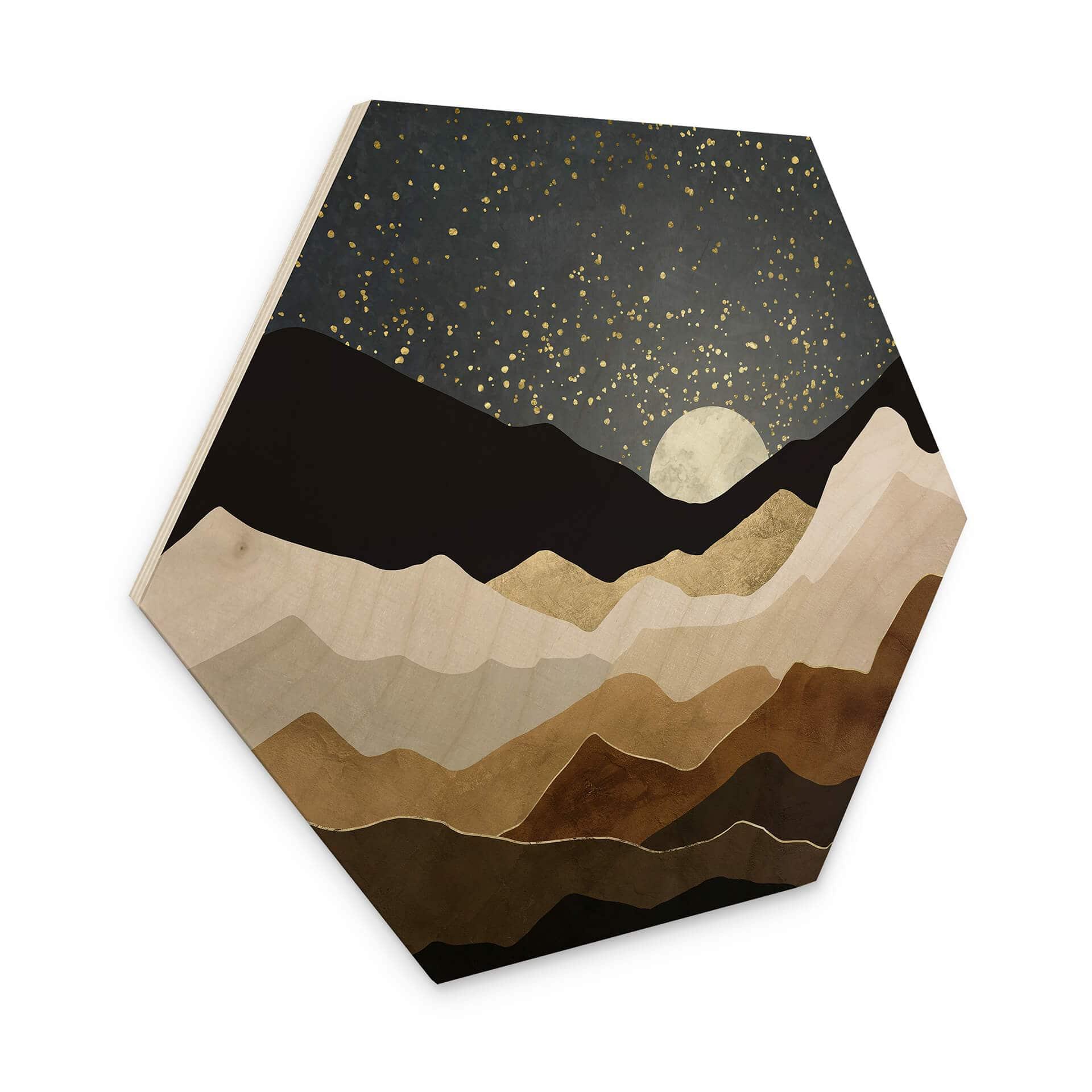 Hexagone - Bois SpaceFrog Designs - Étoiles d'or