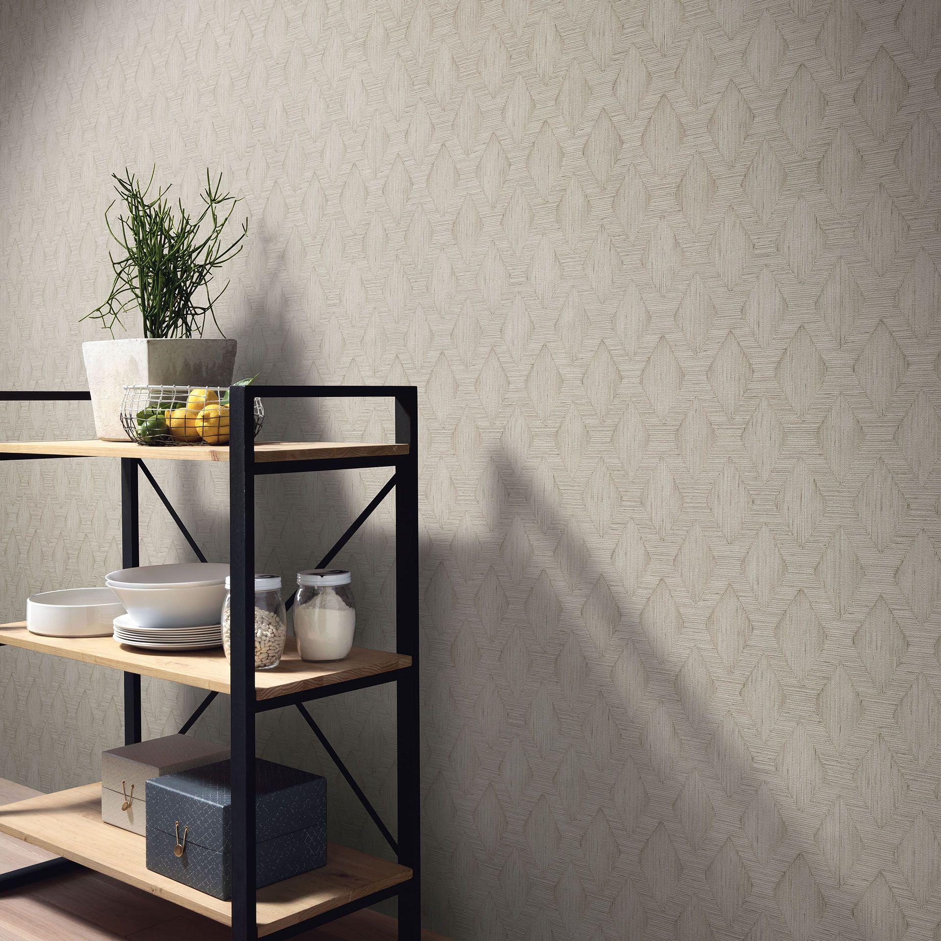 Ikke-vævet tapet, grafisk tapet Secret Garden beige