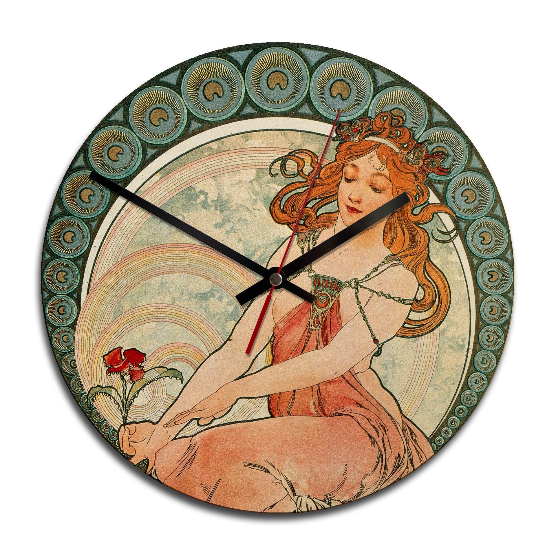 Horloge murale en bois - Mucha - La peinture