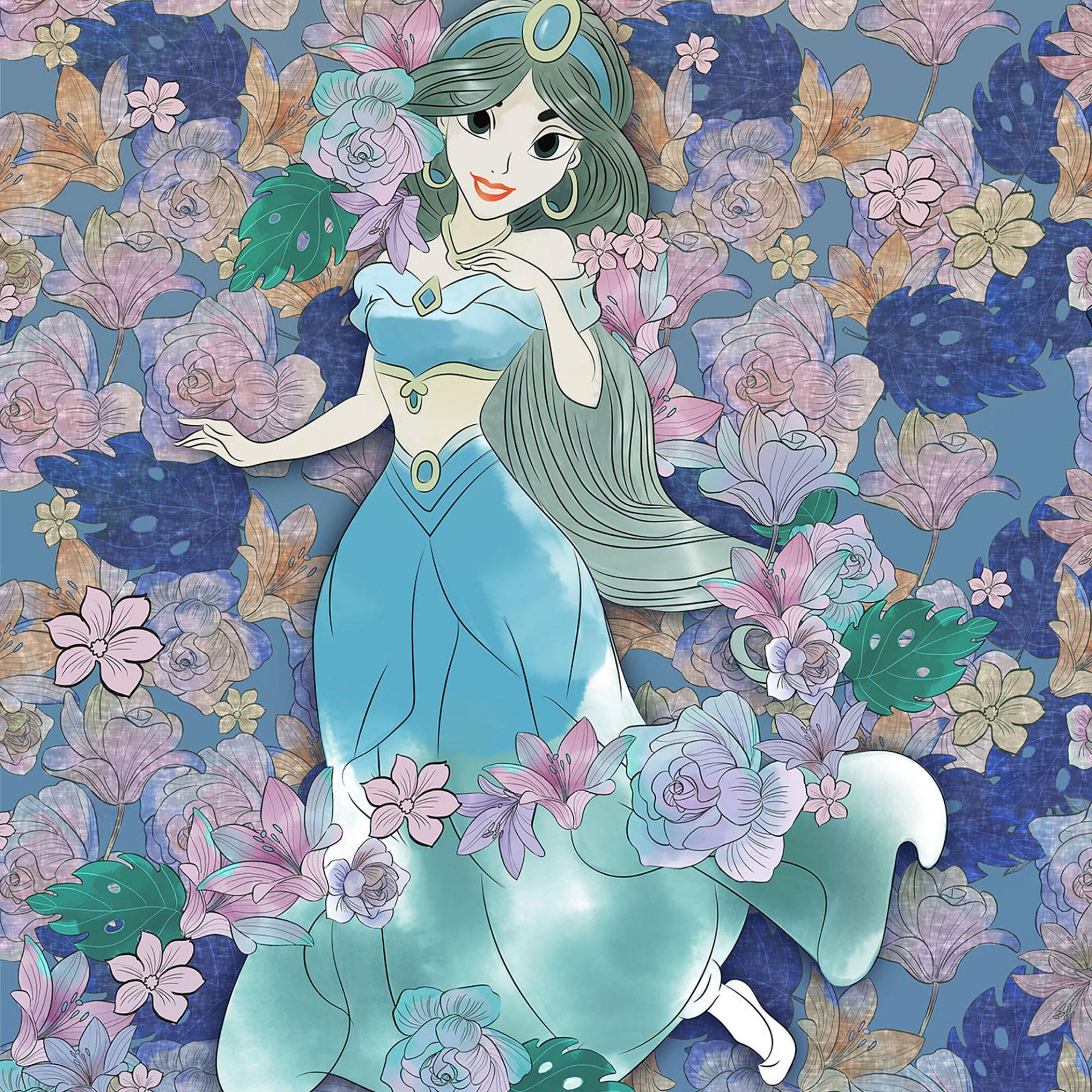 Non-woven tapet - Jasmin farvede blomster - 200 x 280 cm