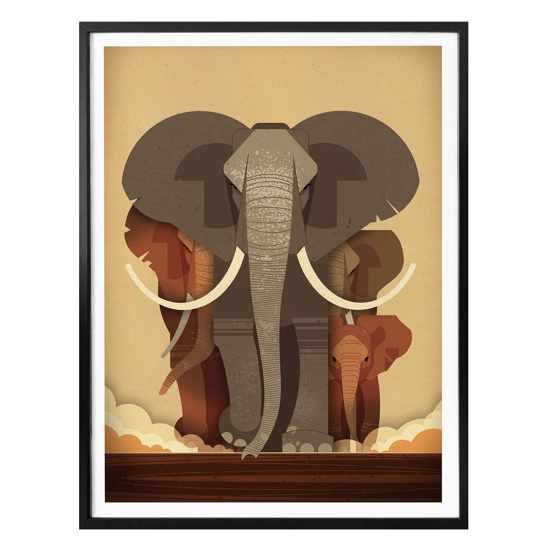 Plakat - Braun - Elephants