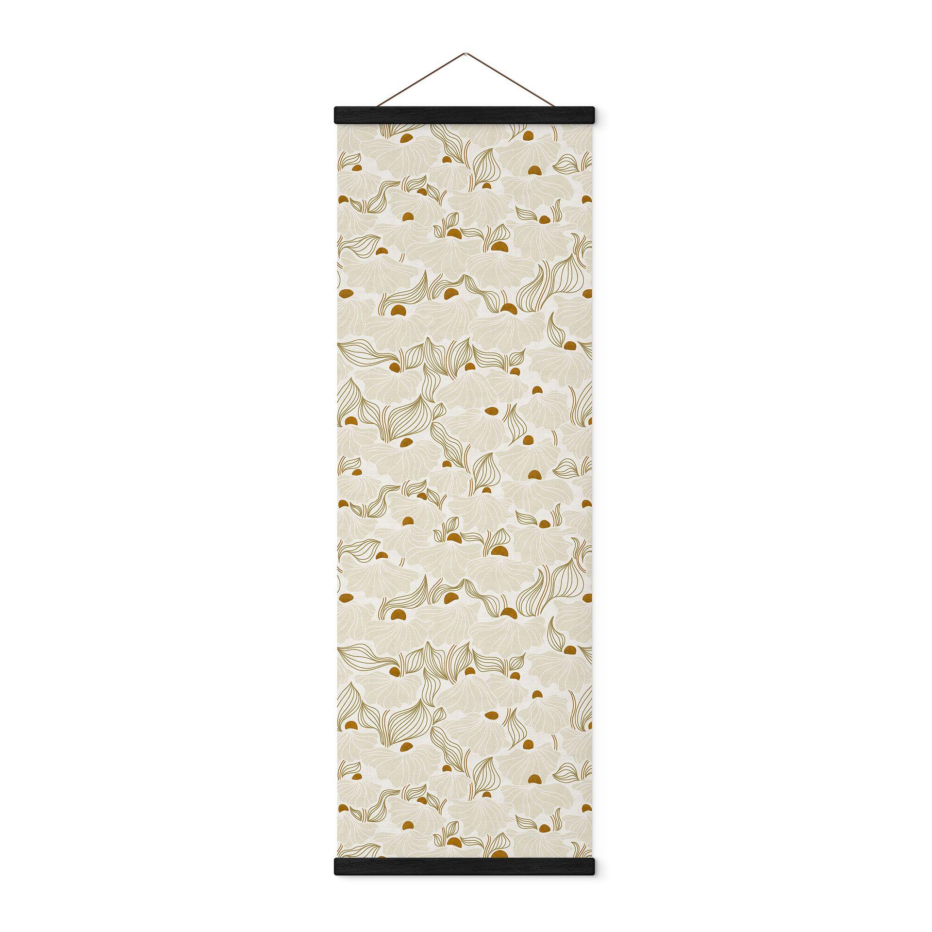 Tekstil plakat Minimalistiske blomster i creme og guld | Vintage blomster - Annick - Panorama