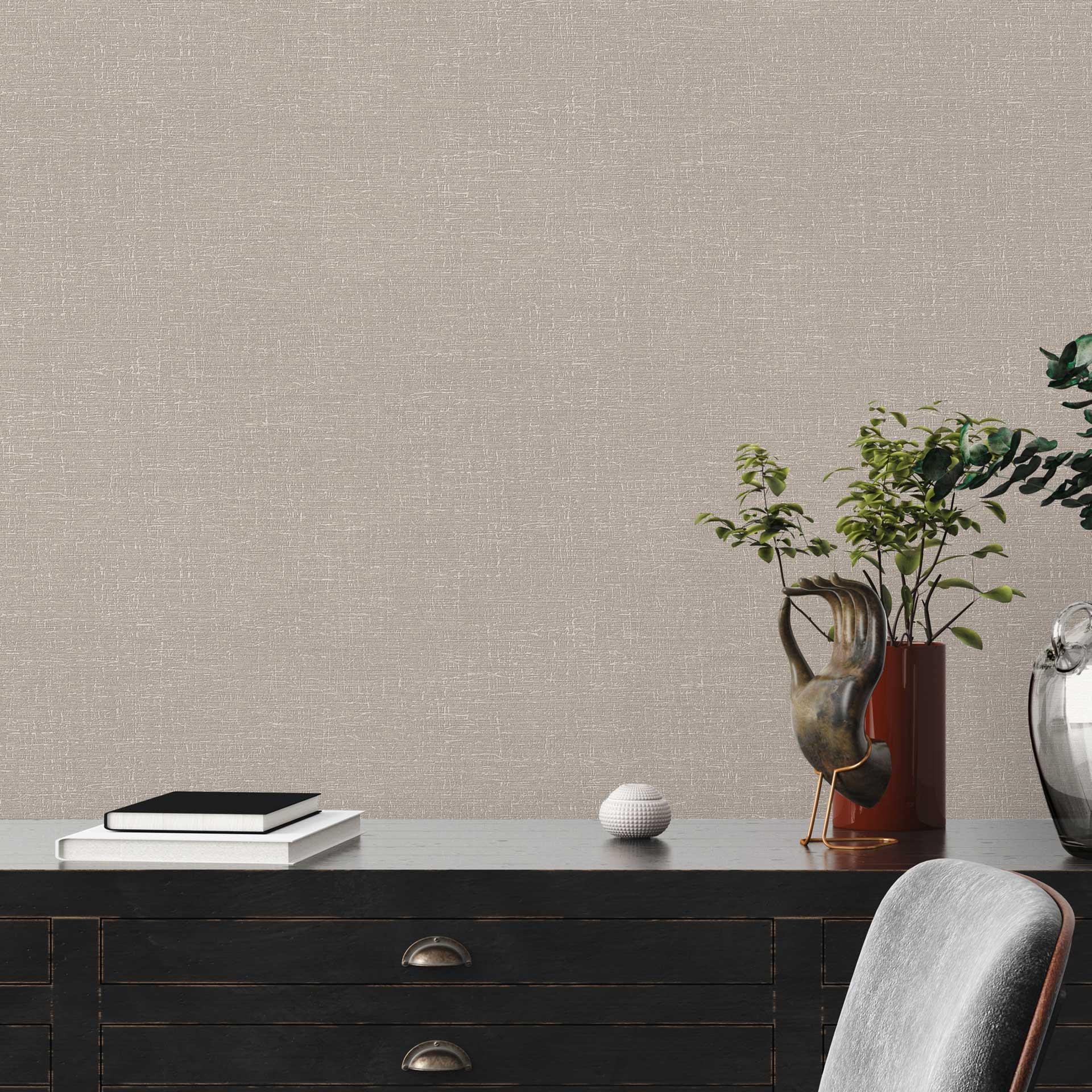 Papel pintado tejido-no tejido texturado topo - revestimiento mural de líneas finas para un hogar moderno