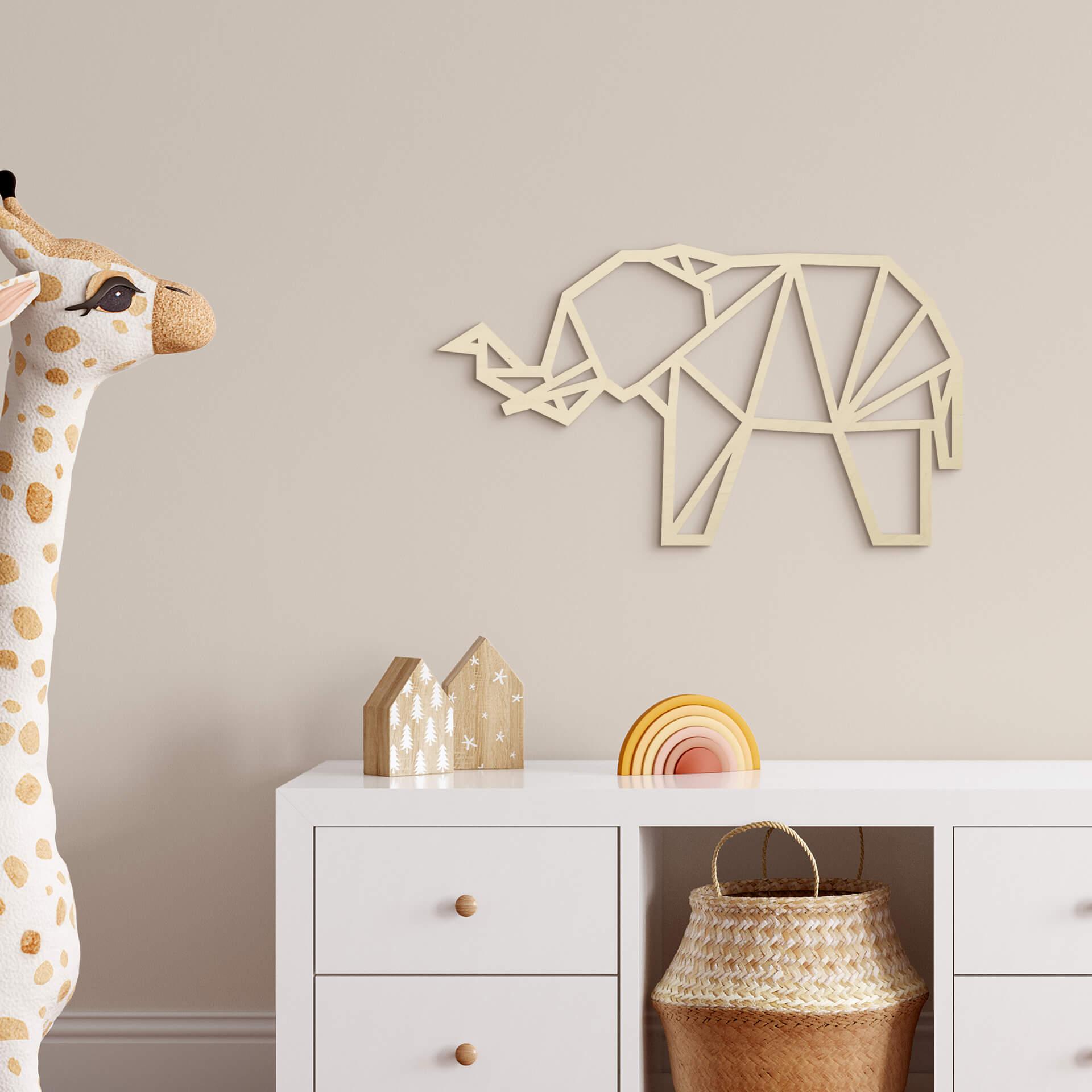Arte en madera de álamo - Elefante de origami