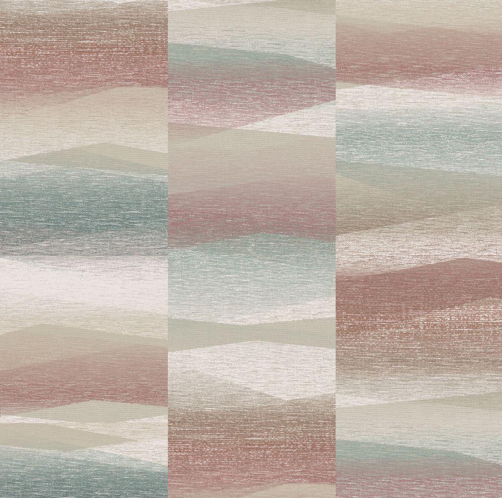 Non-woven tapet med grafisk motiv i beige, grøn grafik