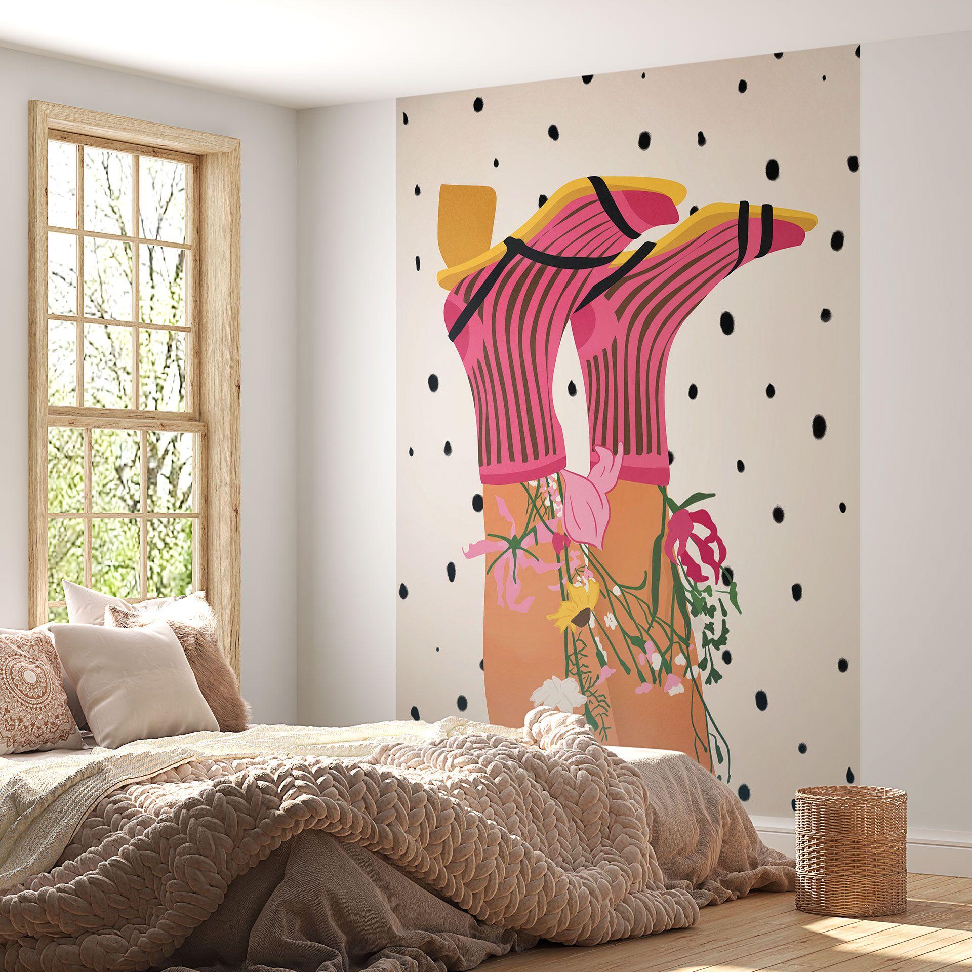 Fototapet sokkekærlighed møder flower power - Mokate
