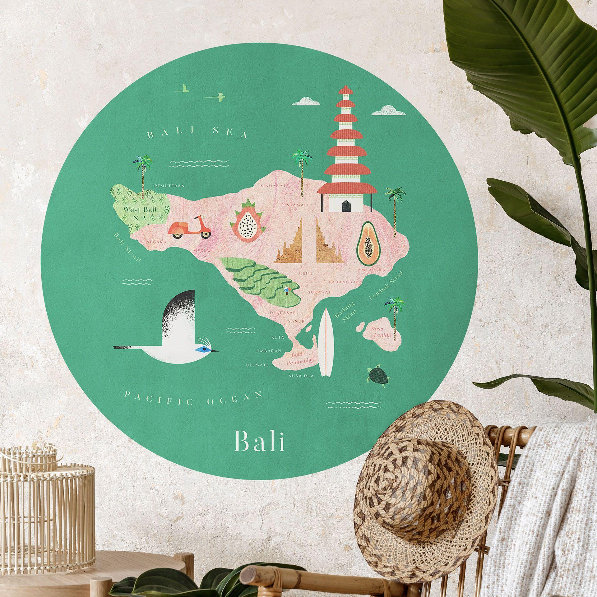 Wall Sticker Kort over Bali - Rivers