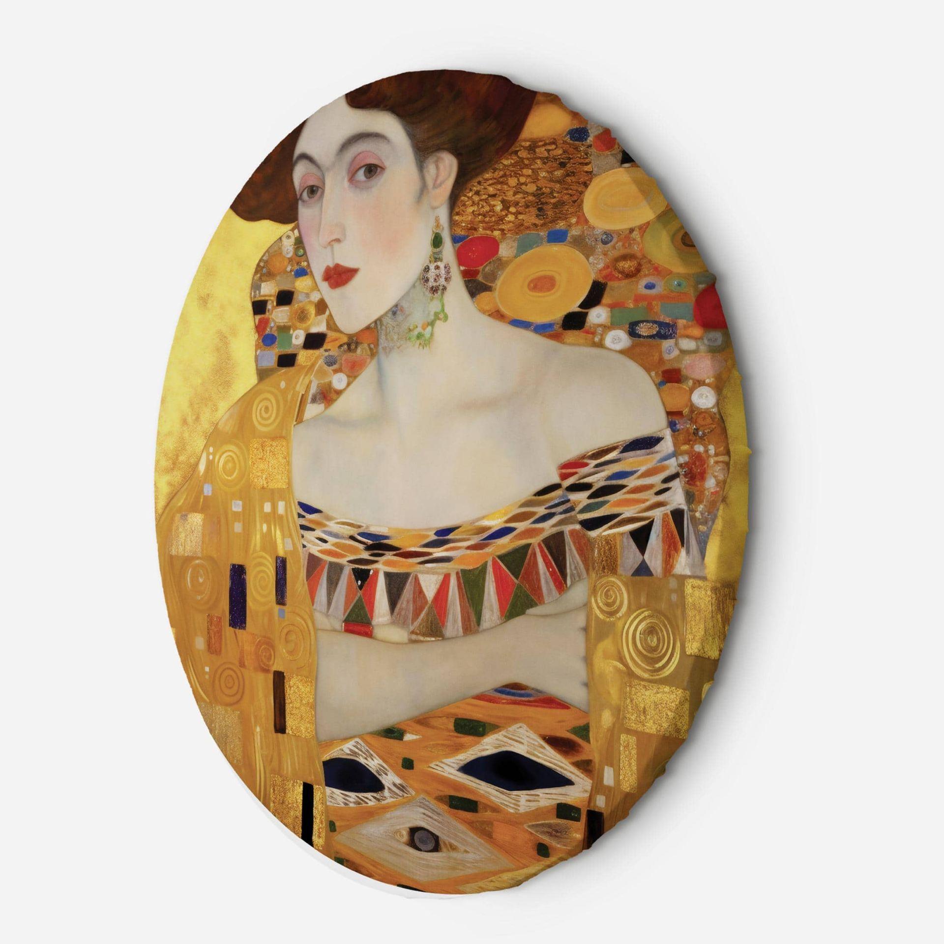 Rundt lærredsbillede - Guldportræt af en kvinde - G. Klimt