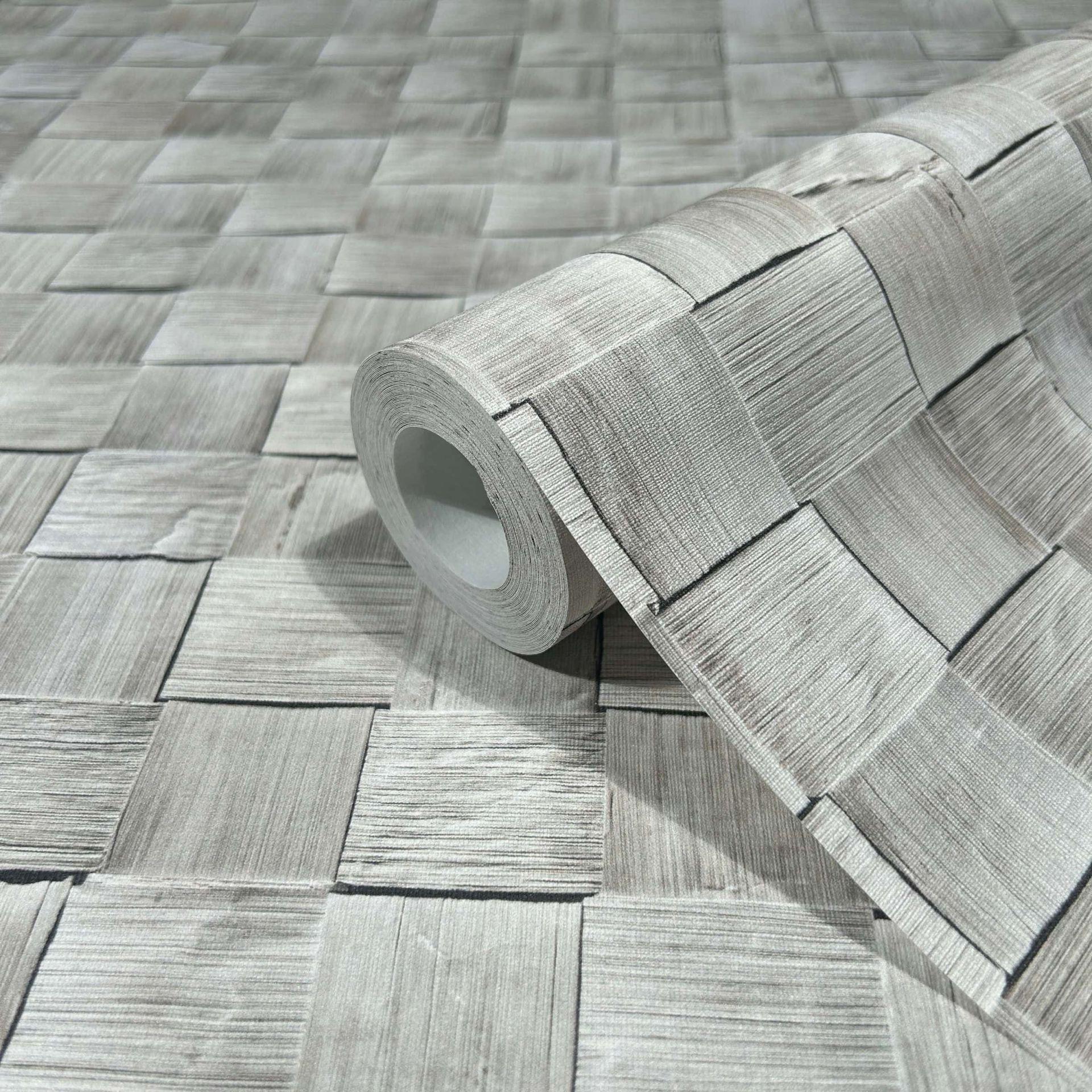 non-woven tapet i 3D vævet træ grå 3D look