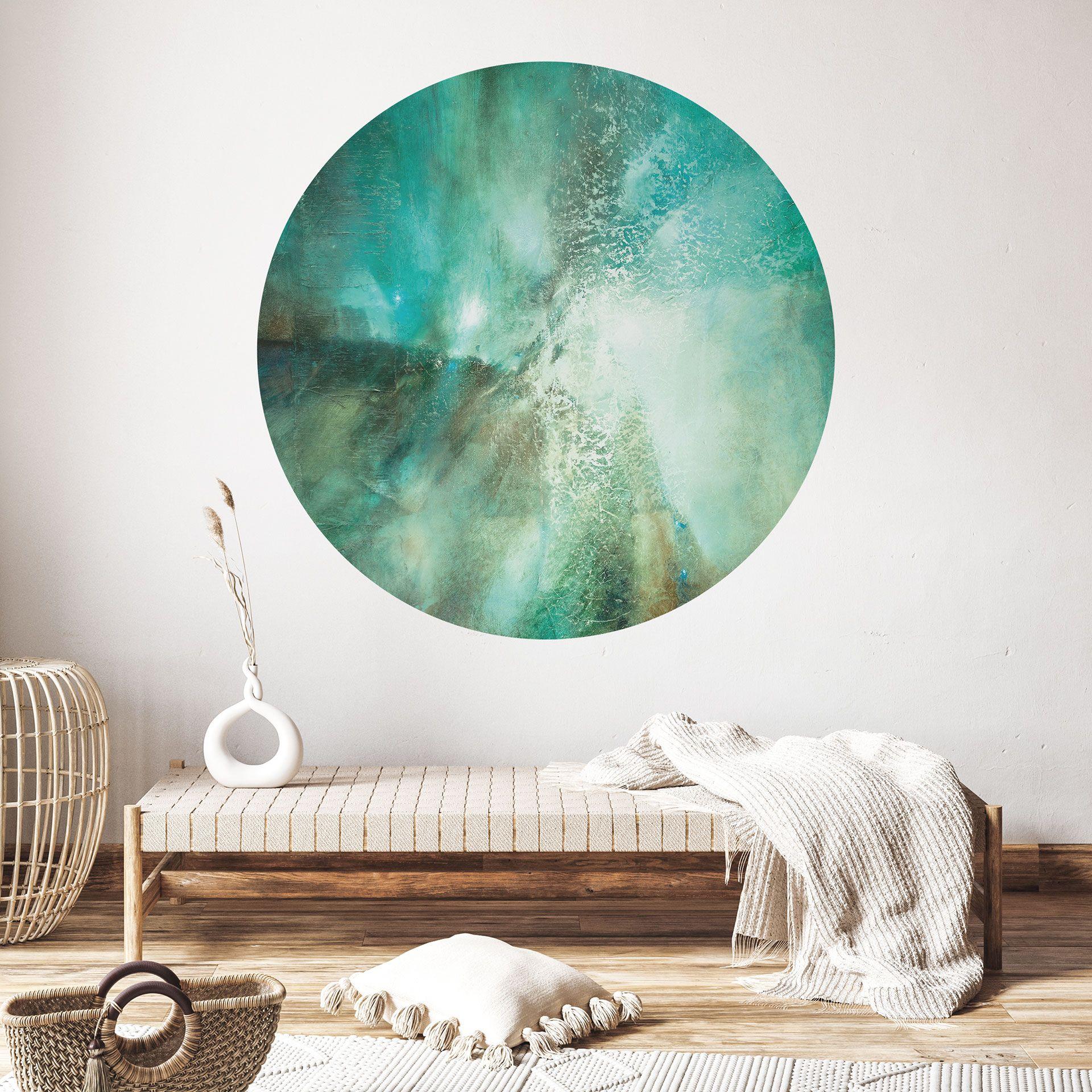 Wallsticker Abstrakt turkis i lys og tekstur - Schmucker - Rund