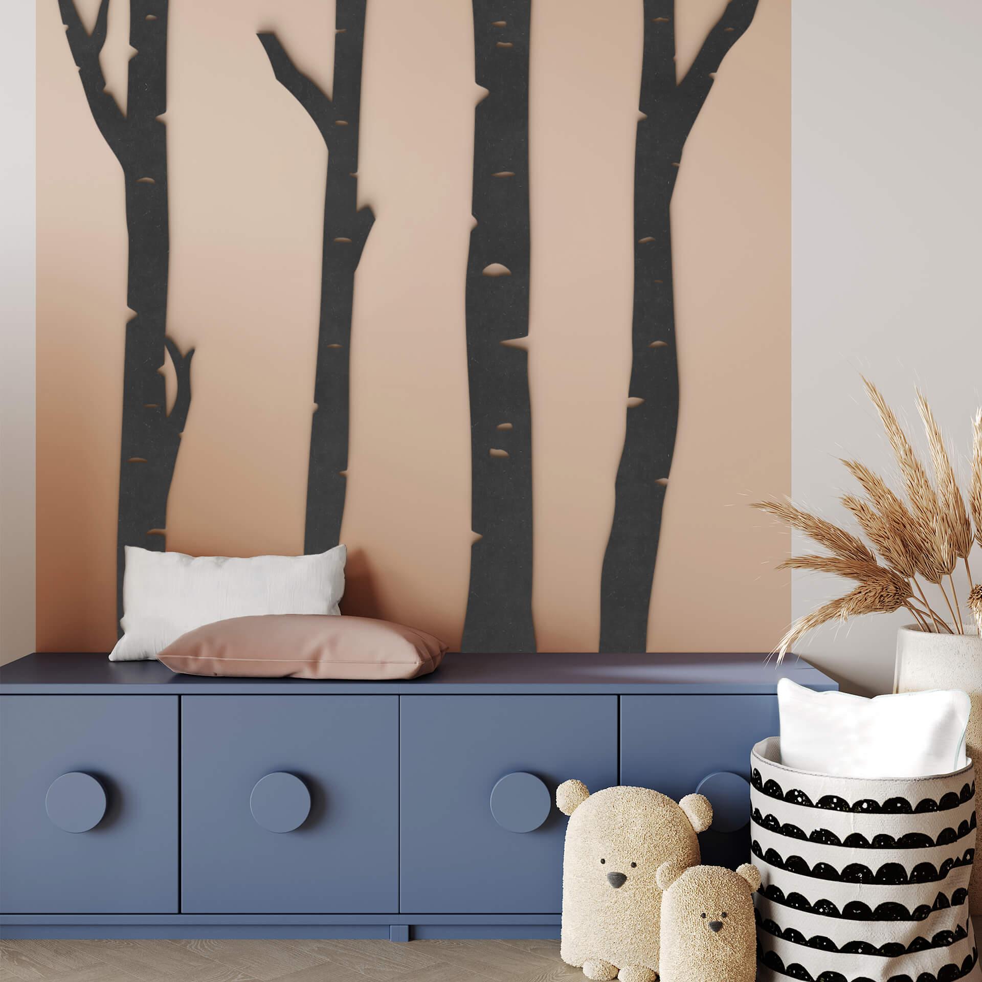 XXL panel de pared de madera de abedul bosque (4 partes) - MDF