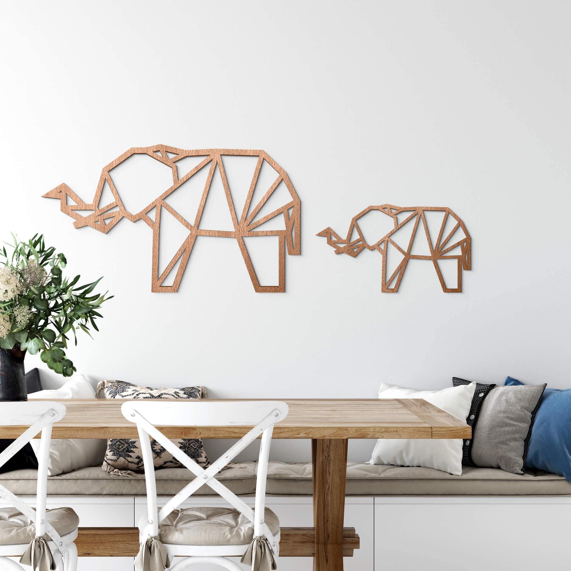 Trækunst Mahogni - Origami - Elefant