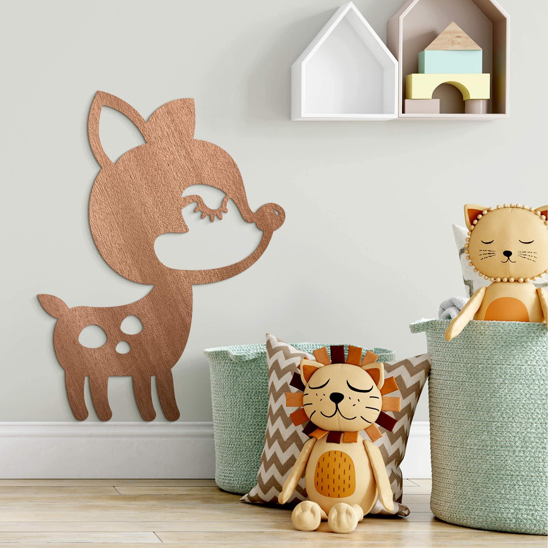 Decoración en madera caoba - Animal - Ciervo
