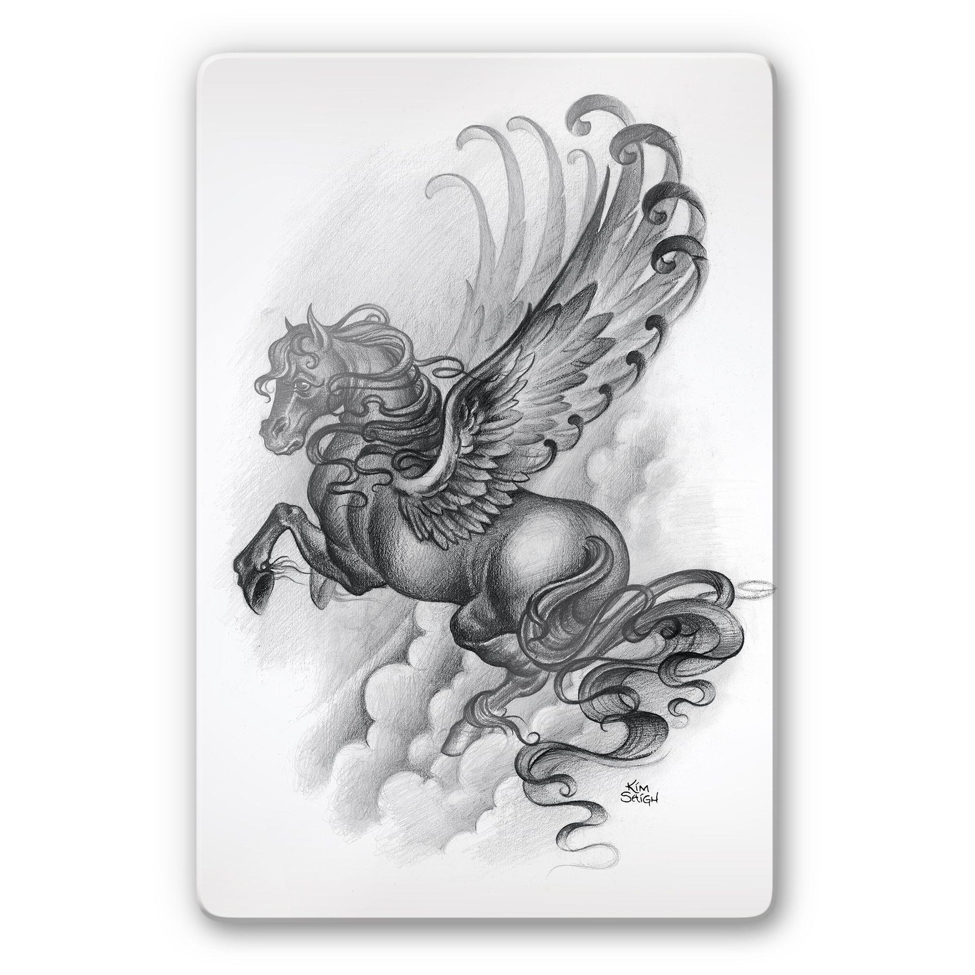 Tableau en verre - LA Ink - Cheval ailé
