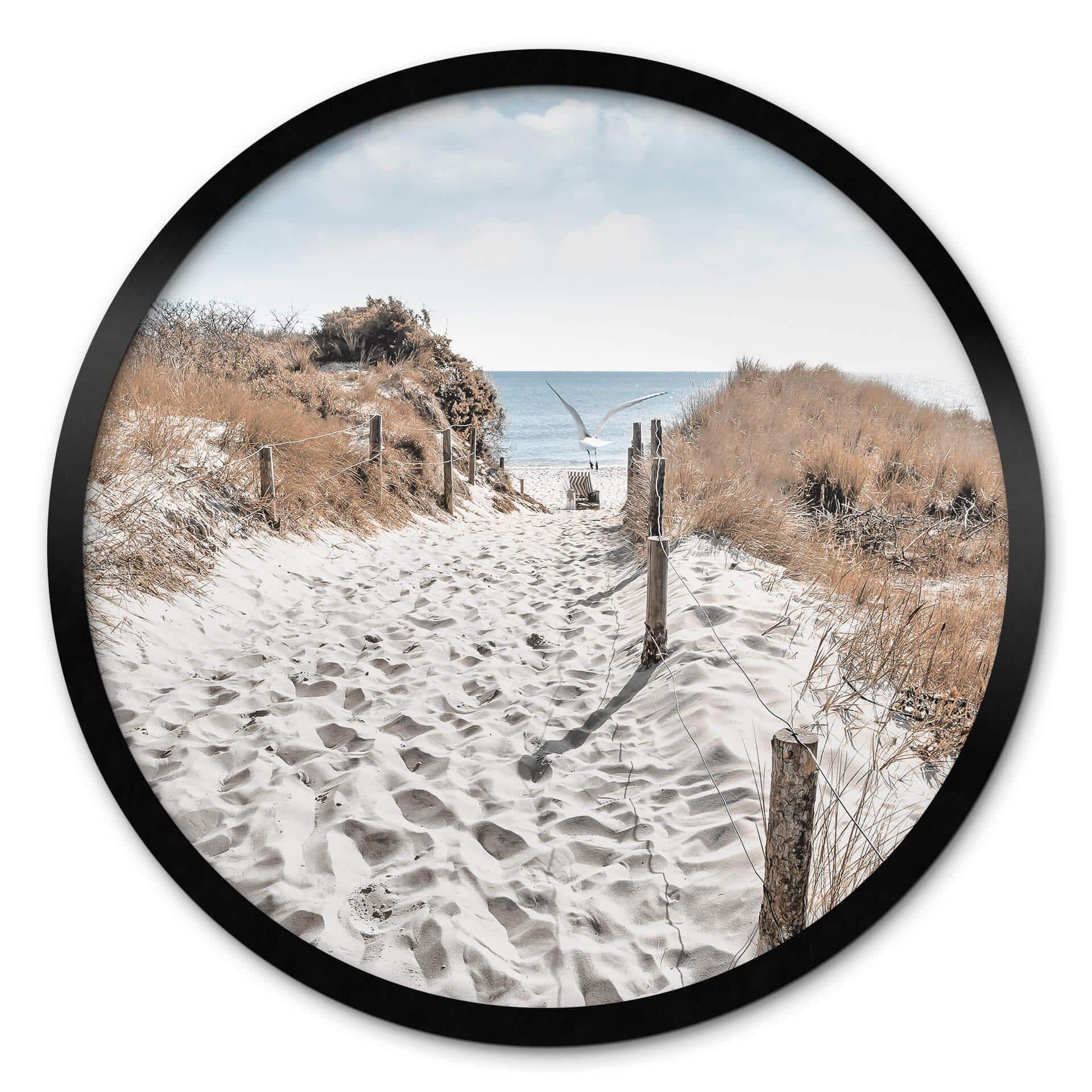 Poster Vorfreude auf den Strand - Rund