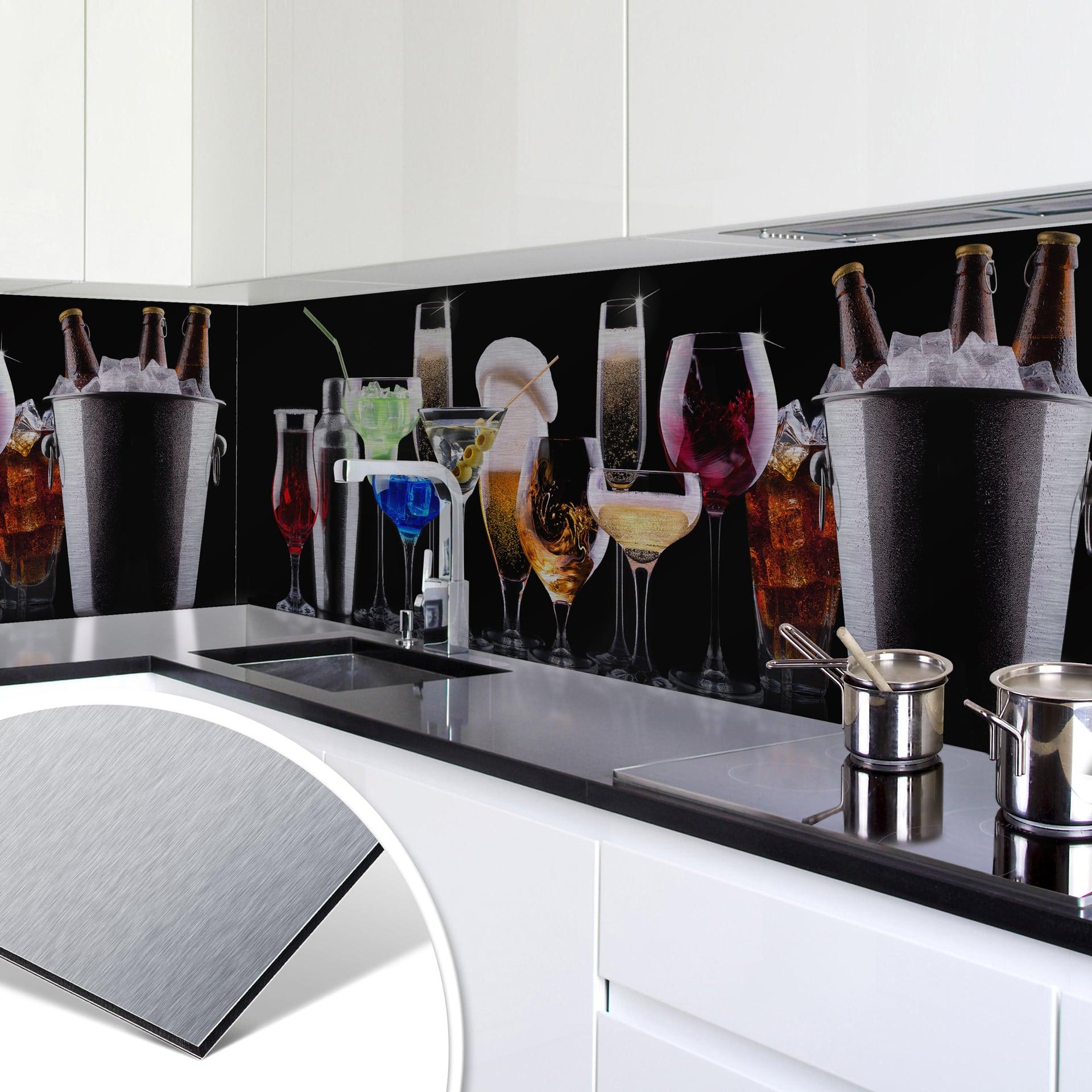 Revêtement pour cuisine - Alu-Dibond - Cocktail Feeling - Argenté