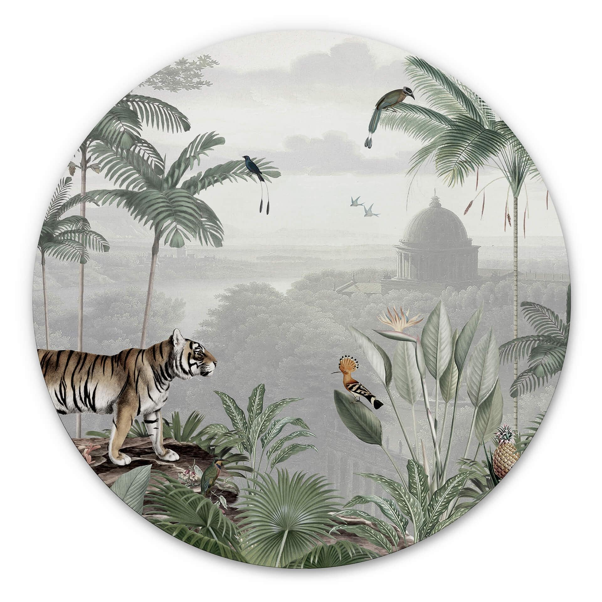 Tableau sur alu-Dibond rond Sir Edward - Tigres sous les tropiques