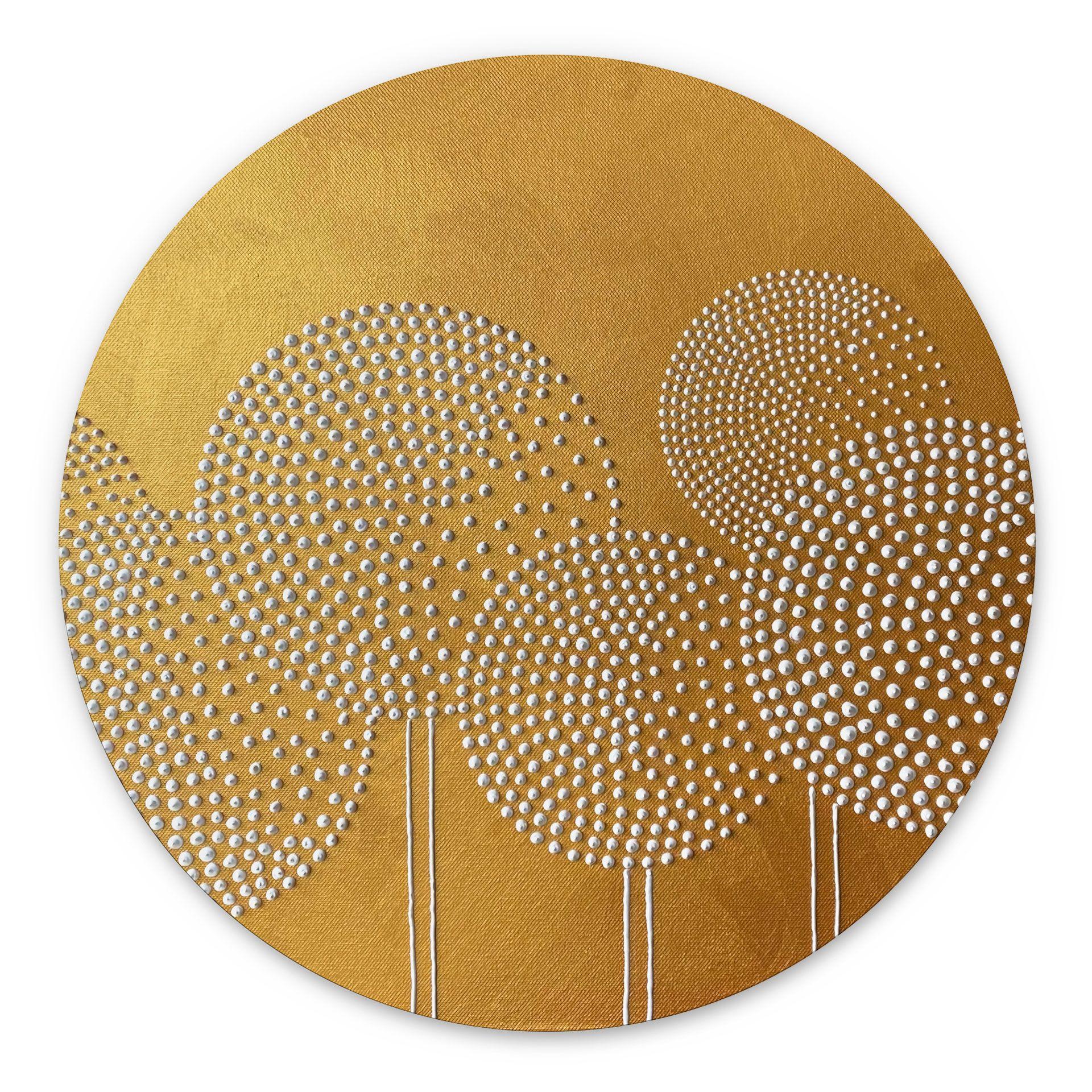 Vægcirkel Hvide perleblomster - Grande – print på aluminium (Alu-Dibond)
